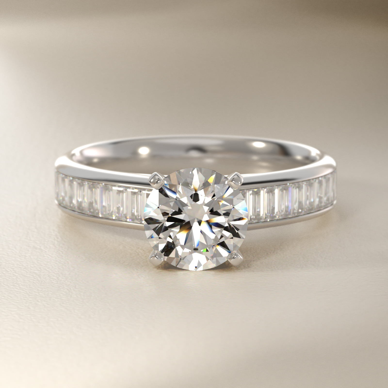 Channel Set Baguette Diamond Engagement Ring in 14k White Gold (1/2 ct. tw.)