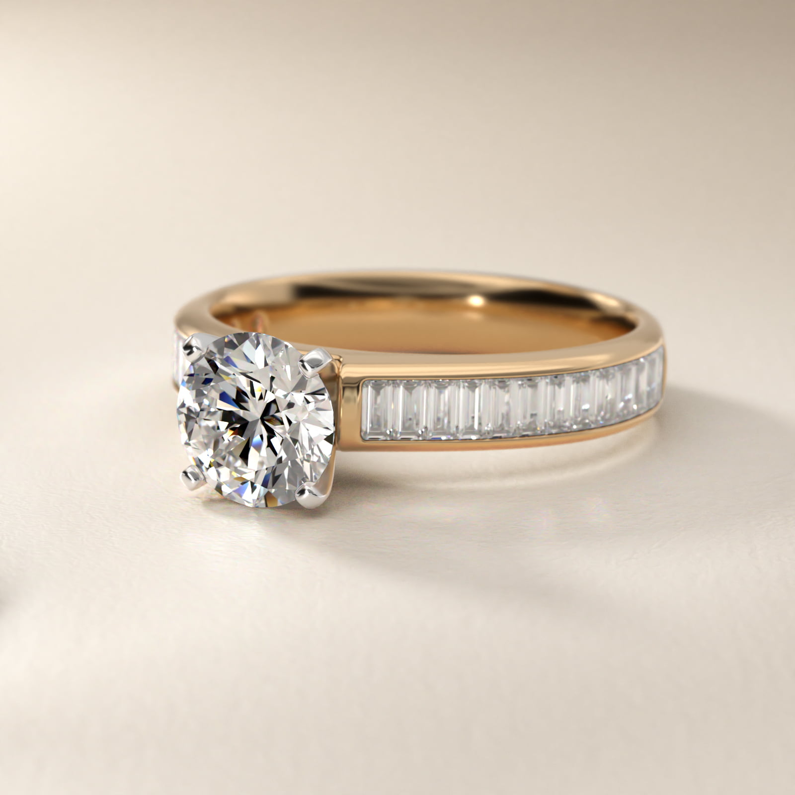 Channel Set Baguette Diamond Engagement Ring in 18k Yellow Gold (1/2 ct. tw.)