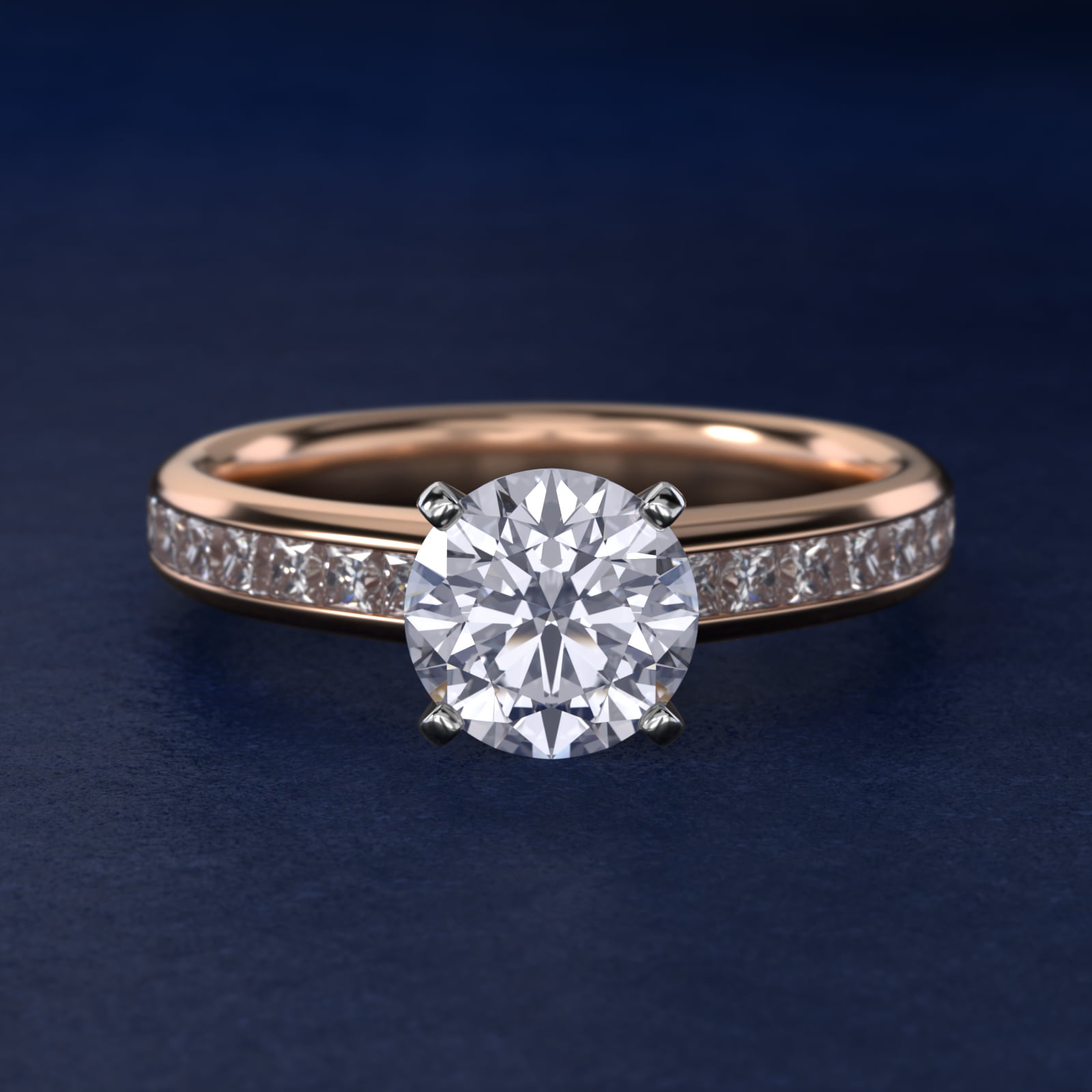 Channel Set Princess Diamond Engagement Ring in 18k Rose Gold (1/2 ct. tw.)