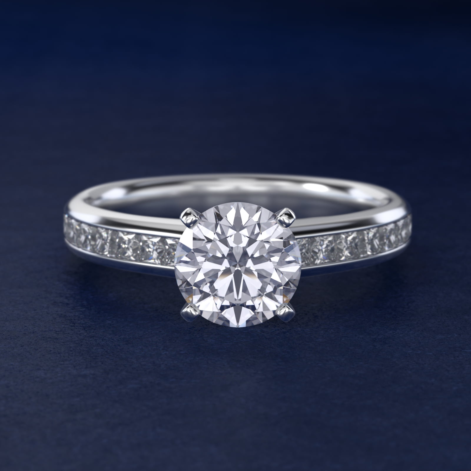 Channel Set Princess Diamond Engagement Ring in Platinum (1/2 ct. tw.)