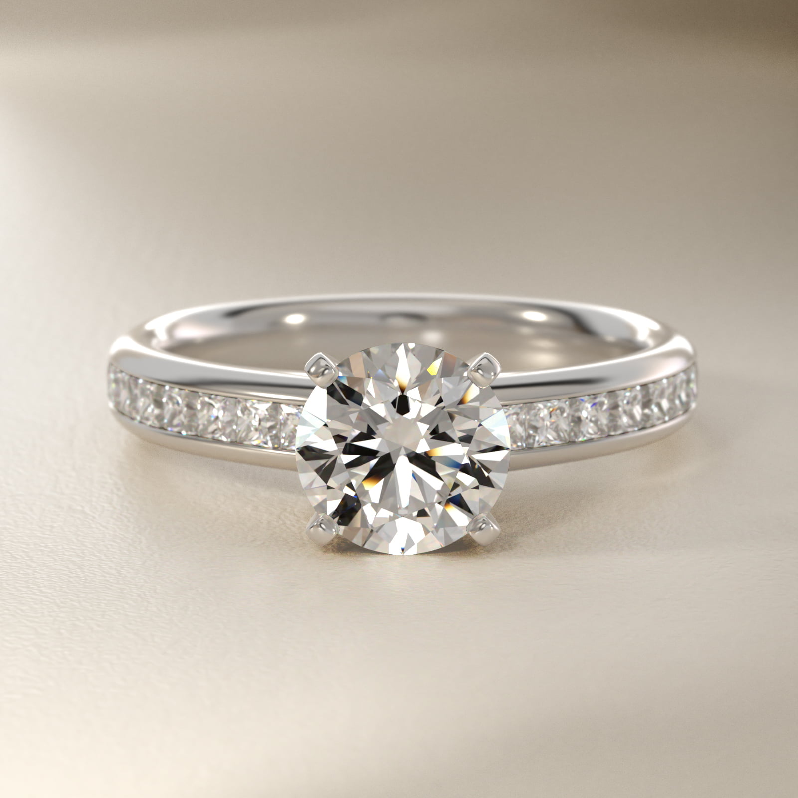 Channel Set Princess Diamond Engagement Ring in 18k White Gold (1/2 ct. tw.)