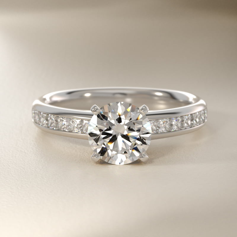 Channel Set Princess Diamond Engagement Ring in 14k White Gold (1/2 ct. tw.)