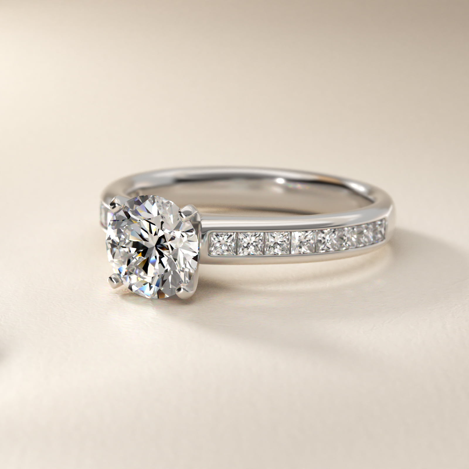 Channel Set Princess Diamond Engagement Ring in 14k White Gold (1/2 ct. tw.)