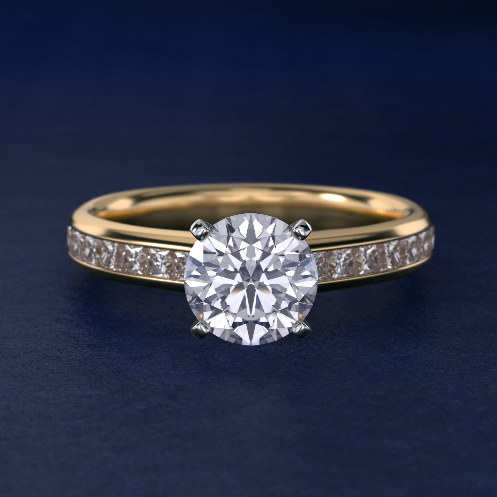 Channel Set Princess Diamond Engagement Ring in 14k Yellow Gold (1/2 ct. tw.)