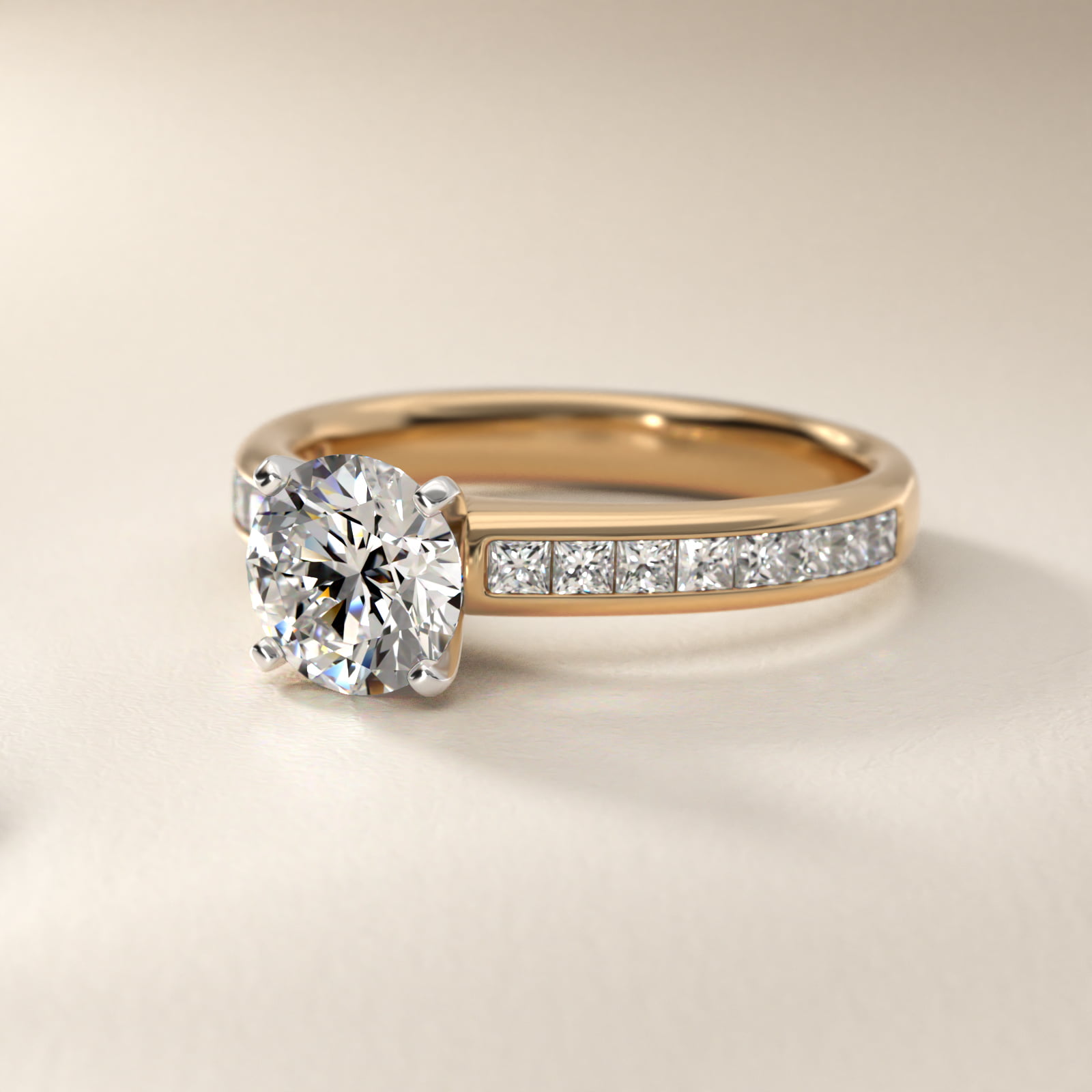 Channel Set Princess Diamond Engagement Ring in 18k Yellow Gold (1/2 ct. tw.)