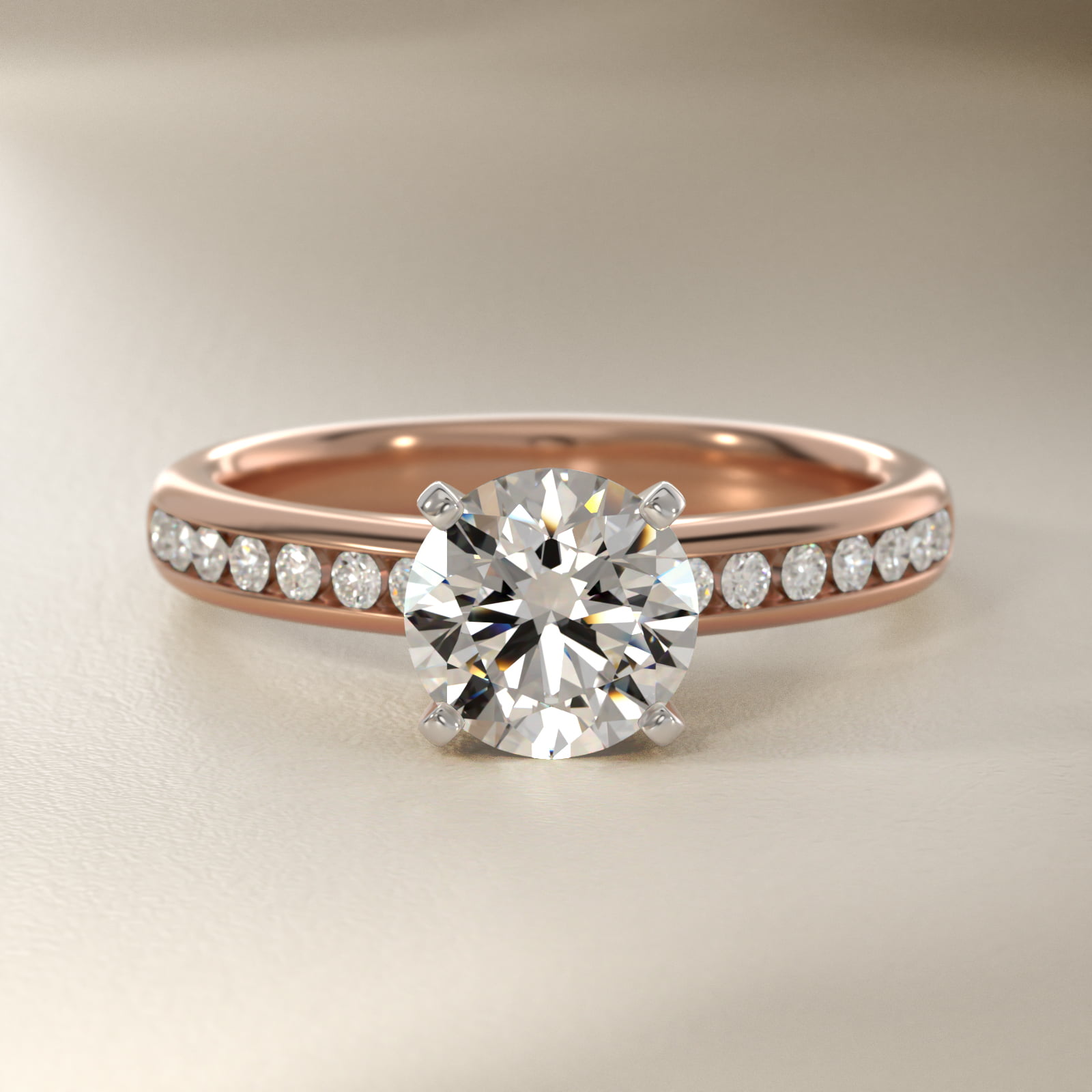 Channel Set Round Diamond Engagement Ring in 14k Rose Gold (1/4 ct. tw.)