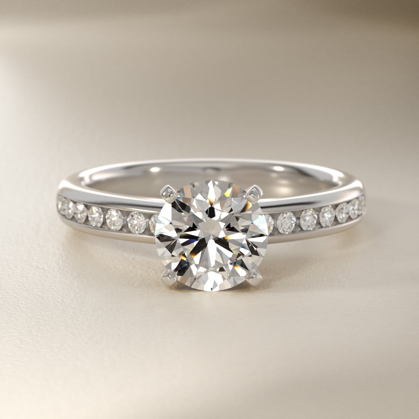 Channel Set Round Diamond Engagement Ring in Platinum (1/4 ct. tw.)