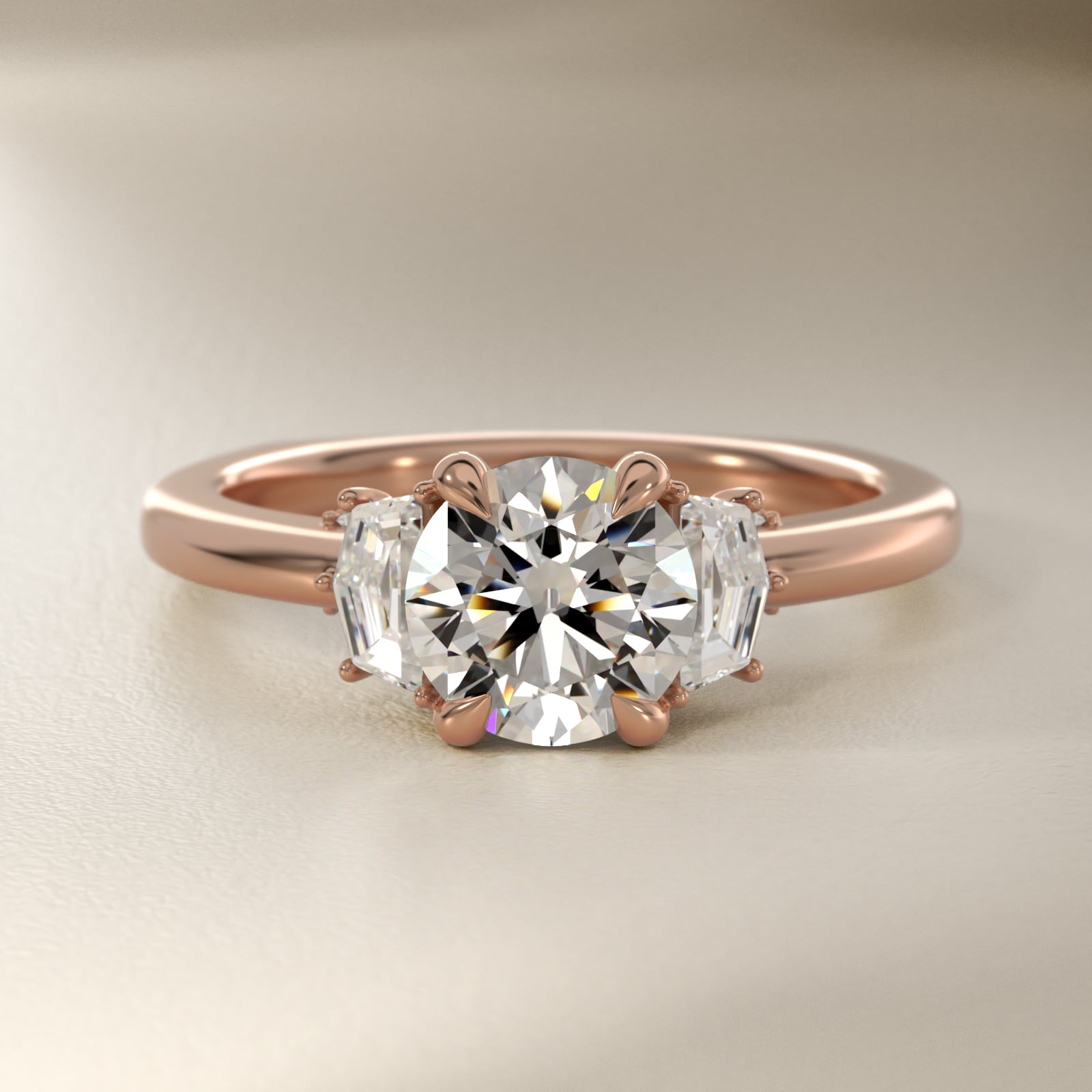 Bella Vaughan Cadillac Three Stone Engagement Ring in 14k Rose Gold (1/3 ct. tw.)