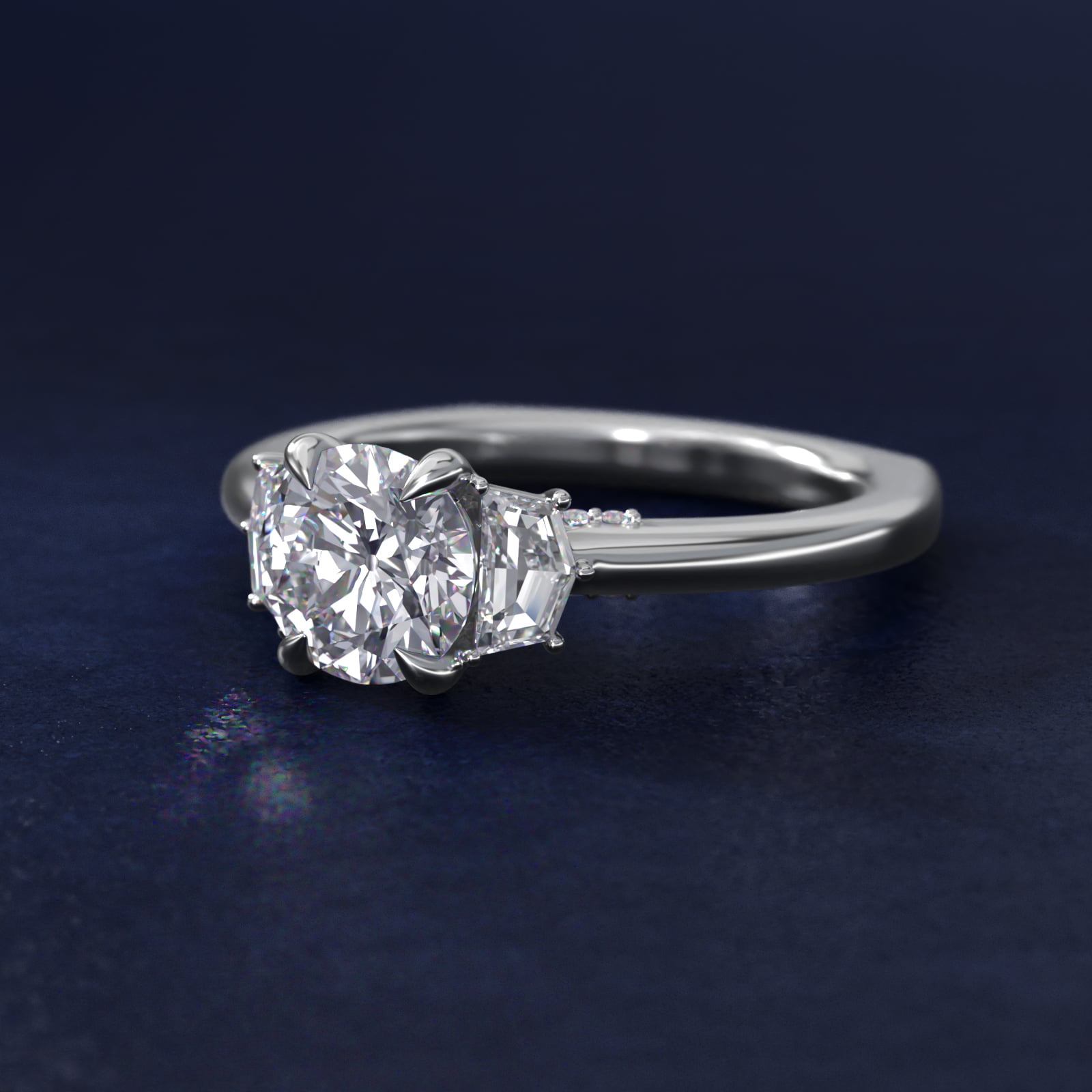 Bella Vaughan Cadillac Three Stone Engagement Ring in Platinum (1/3 ct. tw.)