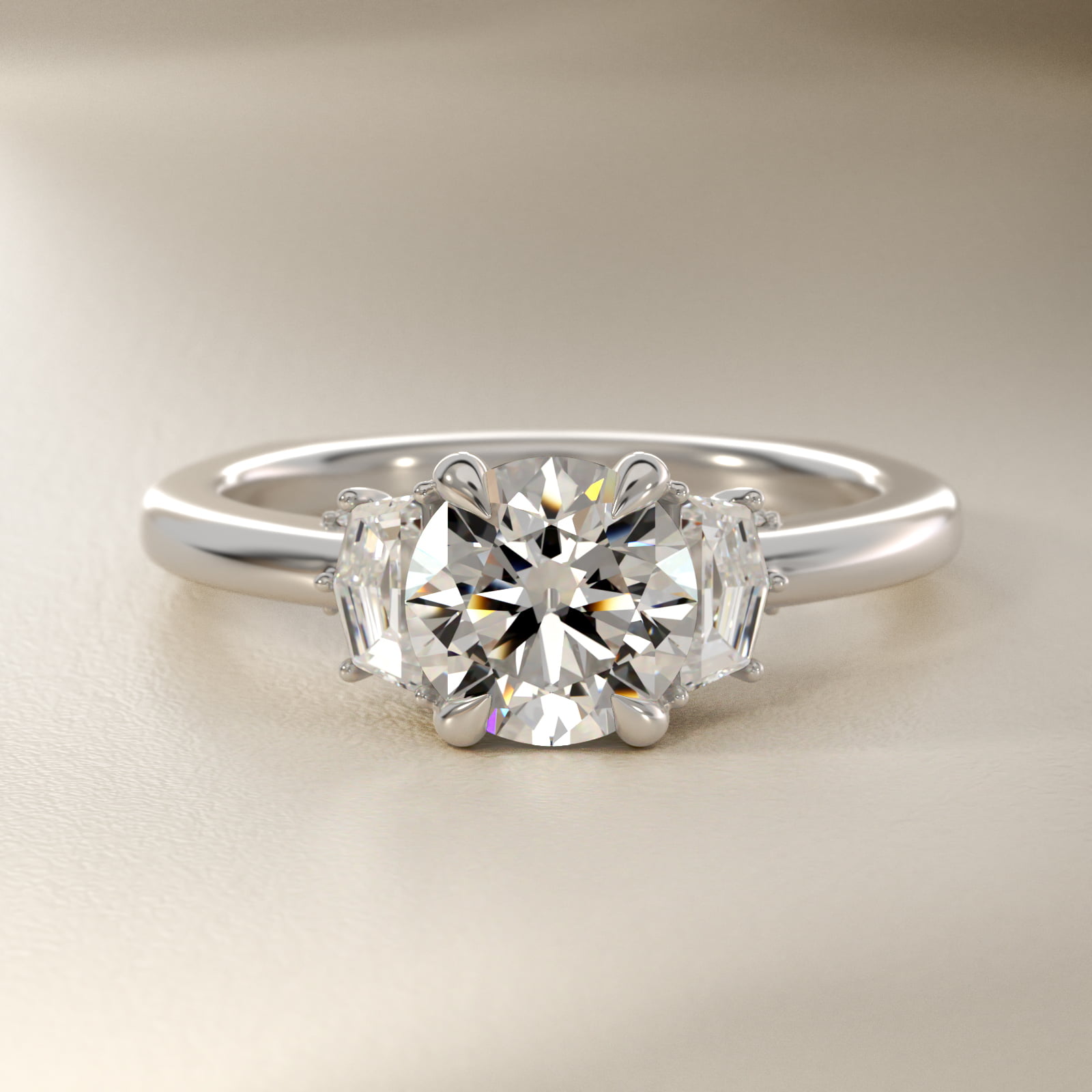 Bella Vaughan Cadillac Three Stone Engagement Ring in 14K White Gold (1/3 ct. tw.)