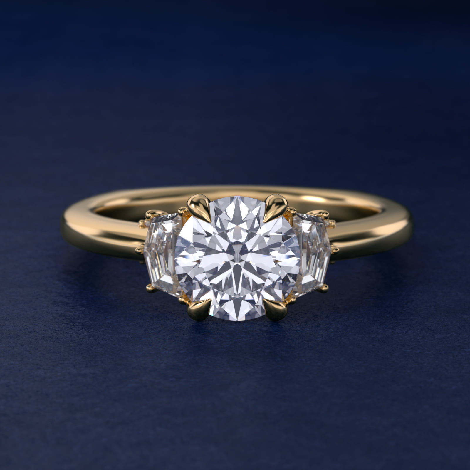 Bella Vaughan Cadillac Three Stone Engagement Ring in 18k Yellow Gold (1/3 ct. tw.)