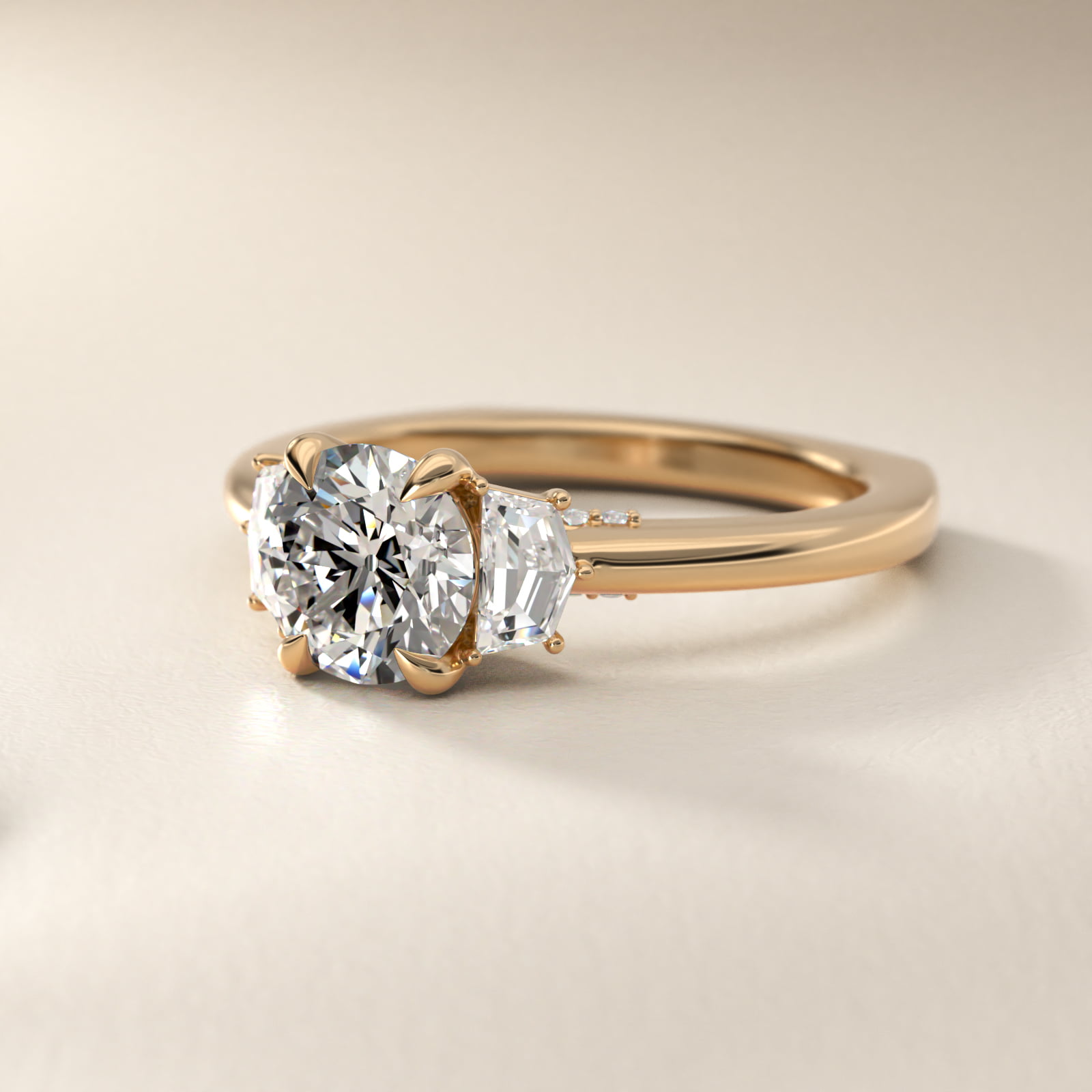 Bella Vaughan Cadillac Three Stone Engagement Ring in 14K Yellow Gold (1/3 ct. tw.)
