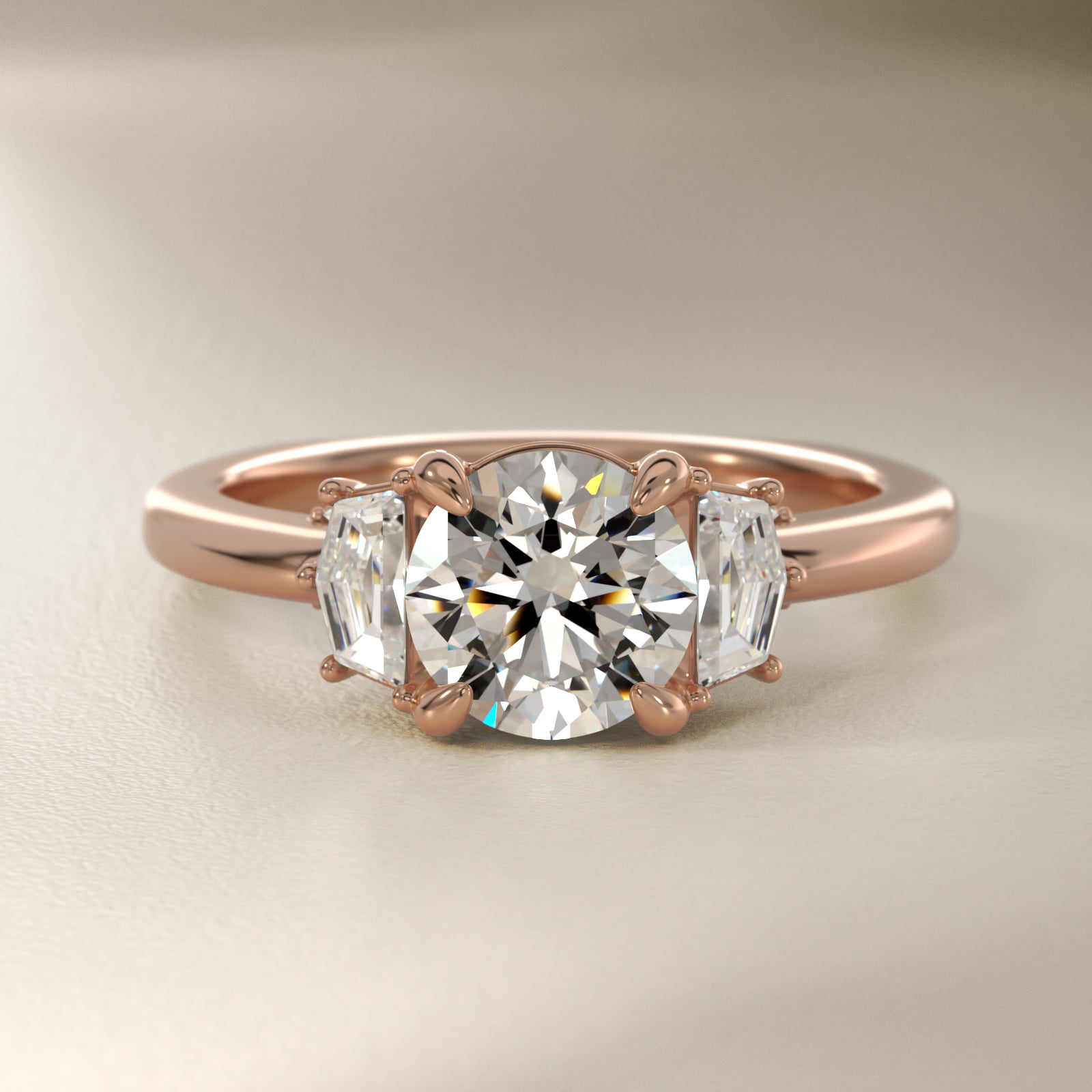Bella Vaughan Cadillac Three Stone Engagement Ring in 18k Rose Gold (3/8 ct. tw.)