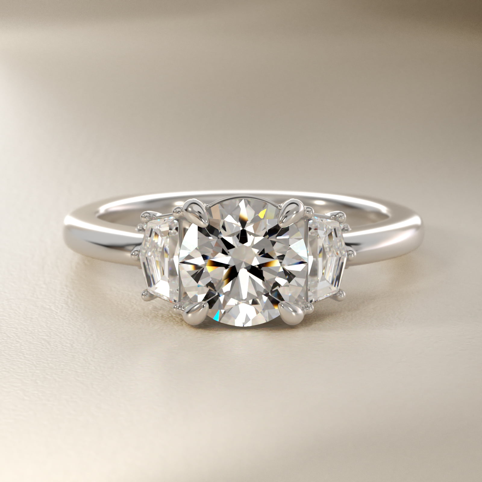 Bella Vaughan Cadillac Three Stone Engagement Ring in Platinum (3/8 ct. tw.)