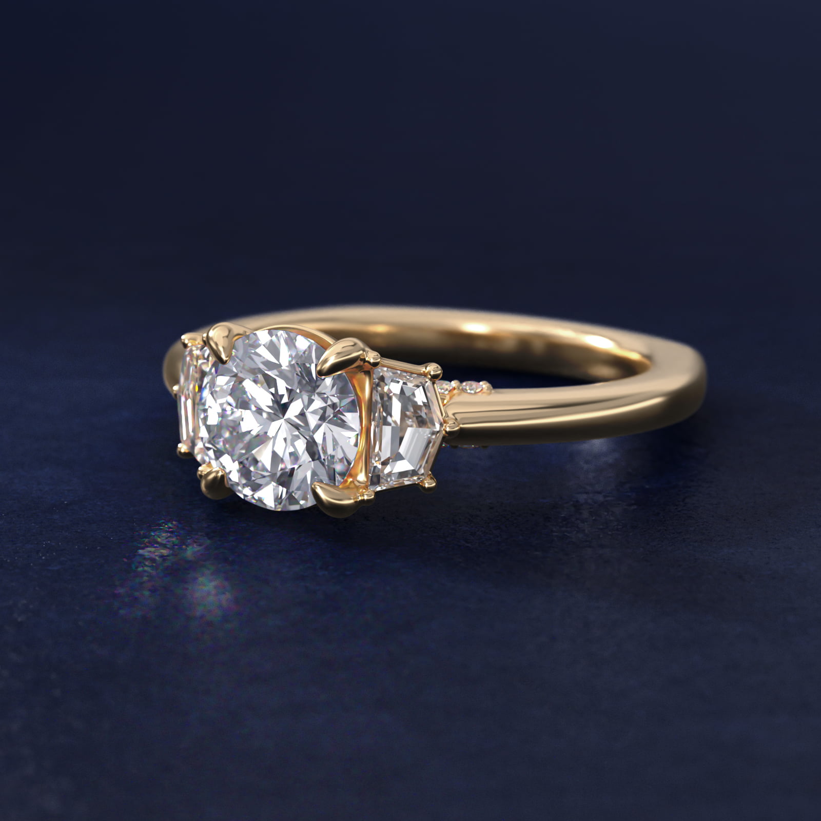 Bella Vaughan Cadillac Three Stone Engagement Ring in 14K Yellow Gold (3/8 ct. tw.)