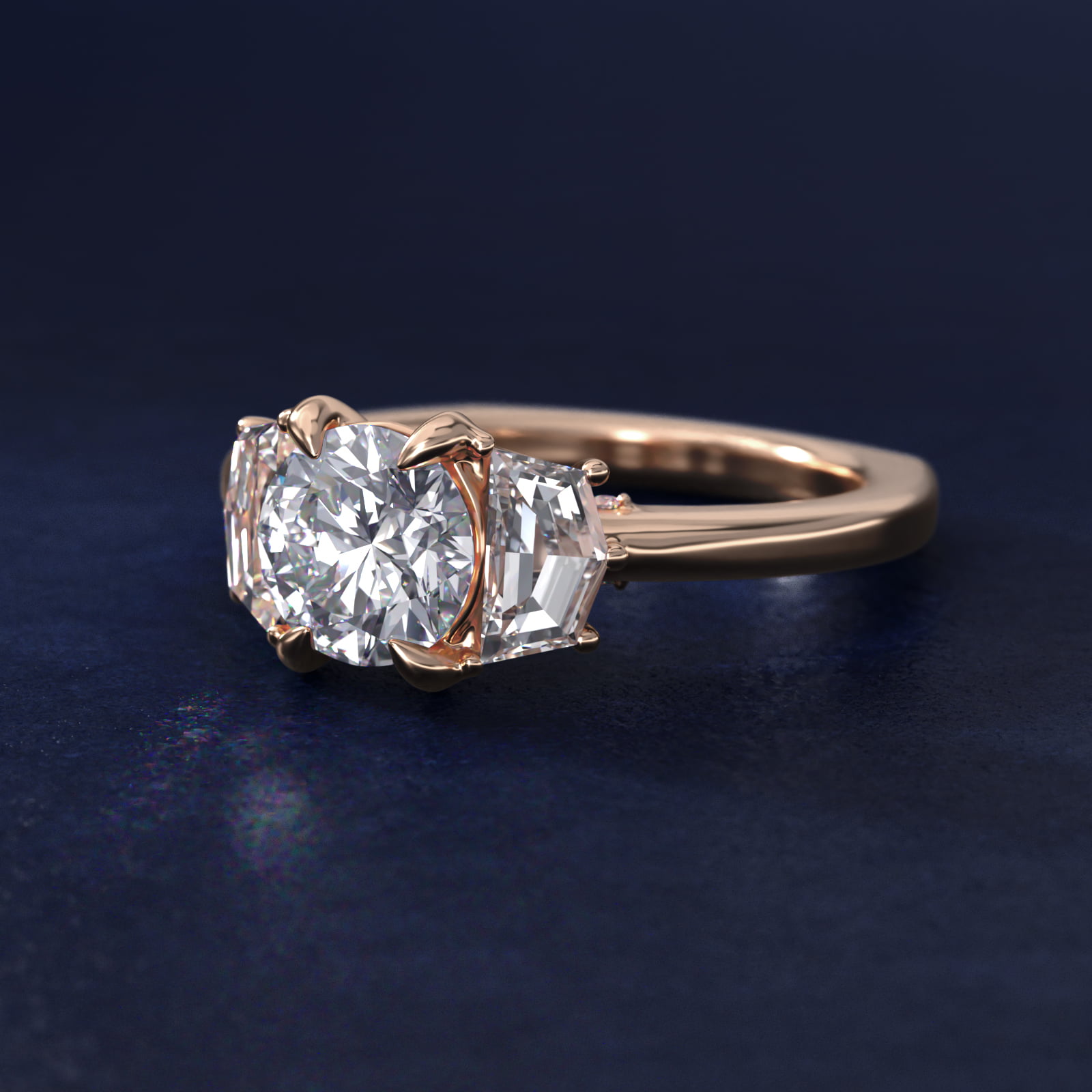 Bella Vaughan Cadillac Three Stone Engagement Ring in 18k Rose Gold (5/8 ct. tw.)