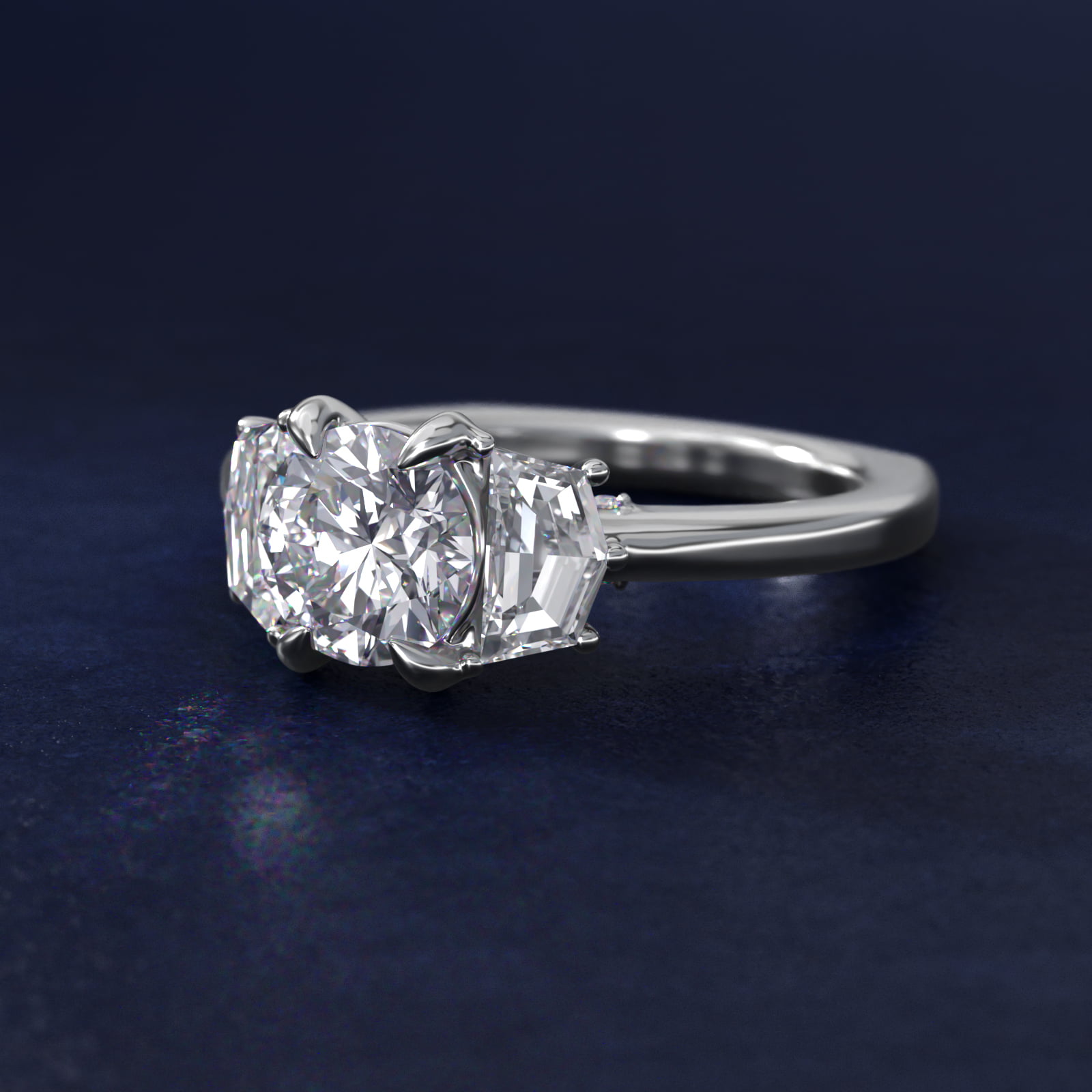 Bella Vaughan Cadillac Three Stone Engagement Ring in 14K White Gold (5/8 ct. tw.)