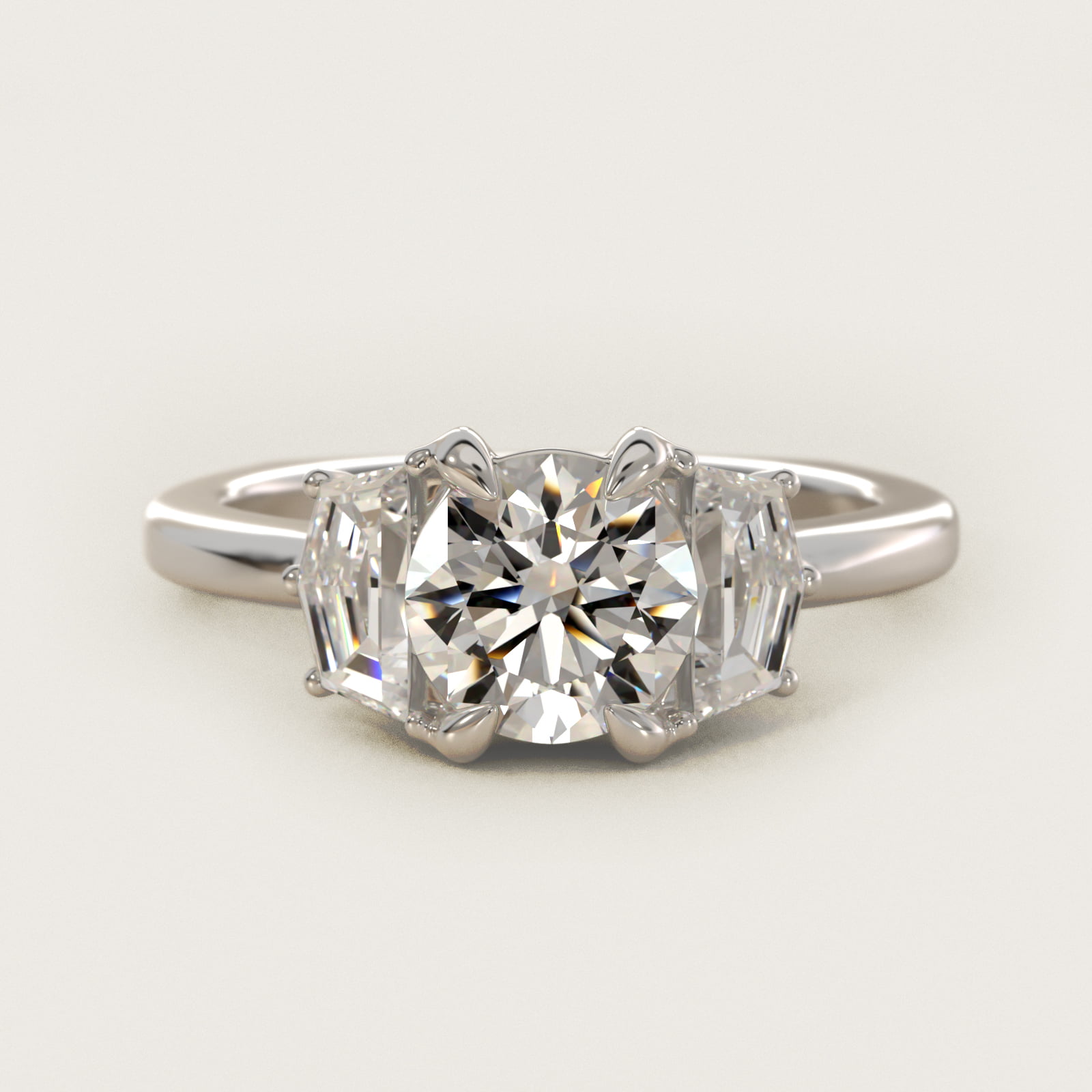Bella Vaughan Cadillac Three Stone Engagement Ring in Platinum (5/8 ct. tw.)