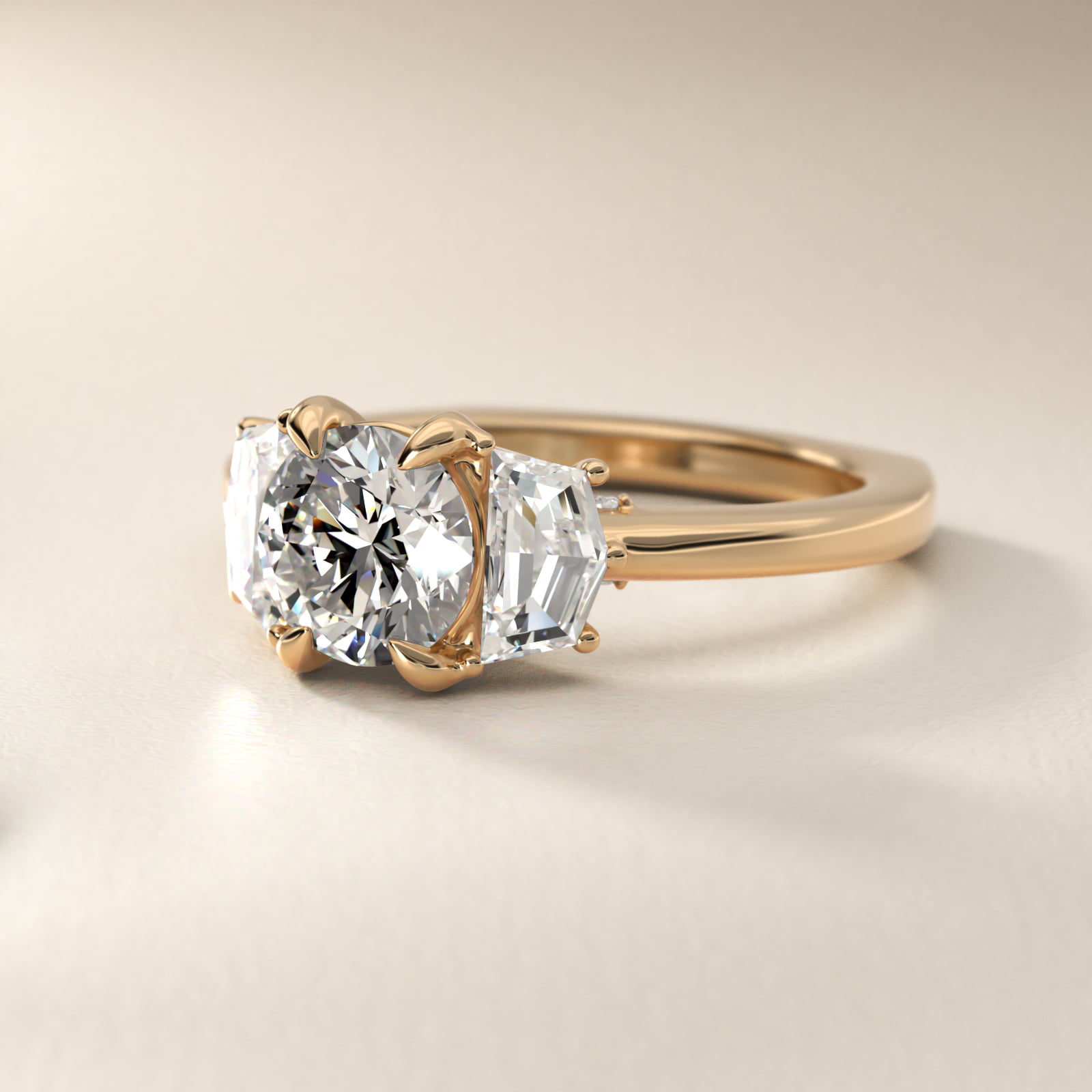Bella Vaughan Cadillac Three Stone Engagement Ring in 14K Yellow Gold (5/8 ct. tw.)