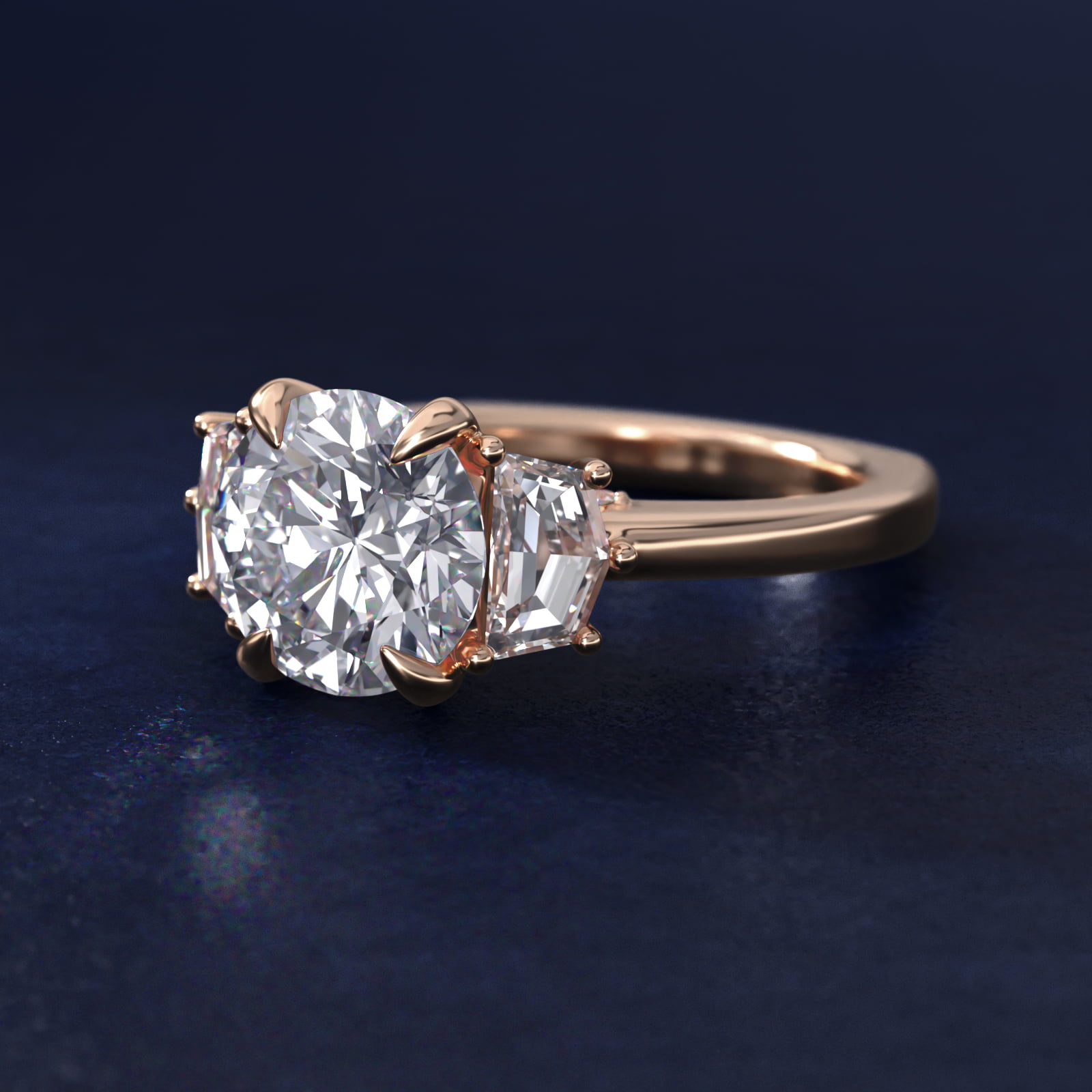 Bella Vaughan Cadillac Three Stone Engagement Ring in 18k Rose Gold (5/8 ct. tw.)