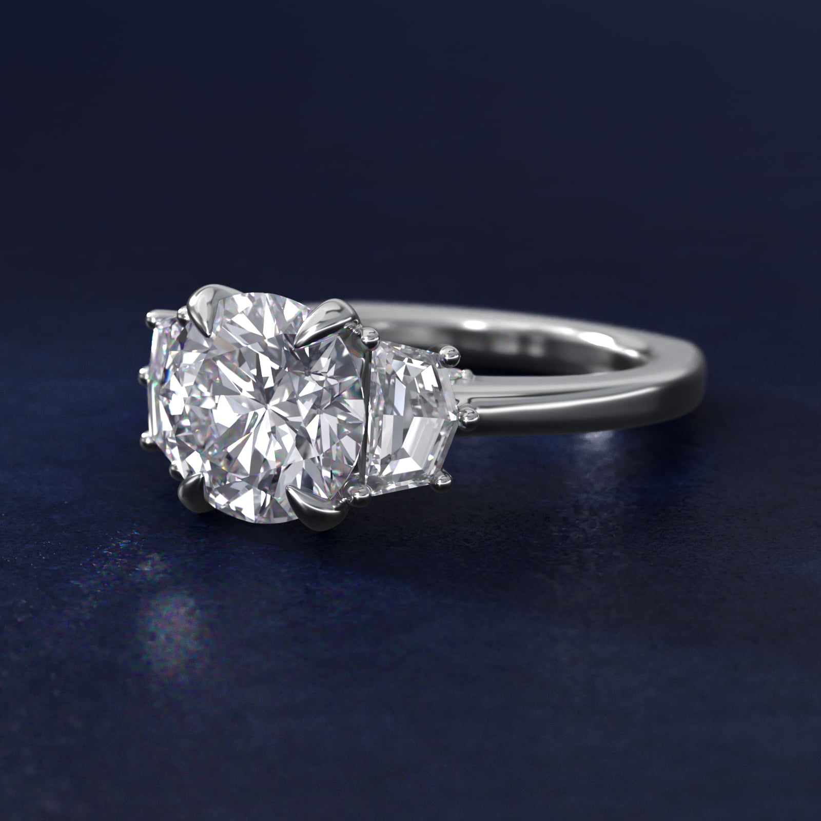 Bella Vaughan Cadillac Three Stone Engagement Ring in 14K White Gold (5/8 ct. tw.)