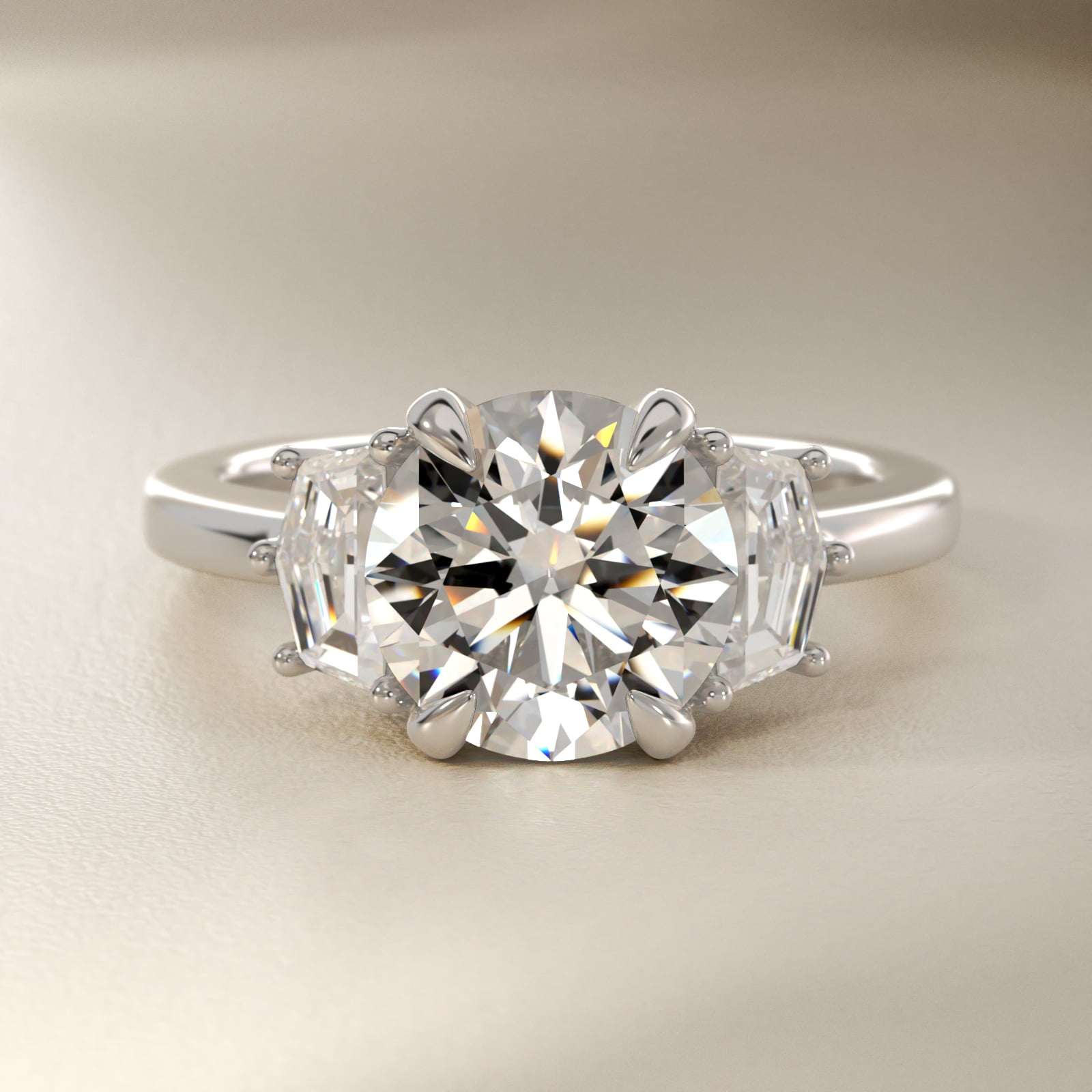 Bella Vaughan Cadillac Three Stone Engagement Ring in Platinum (5/8 ct. tw.)