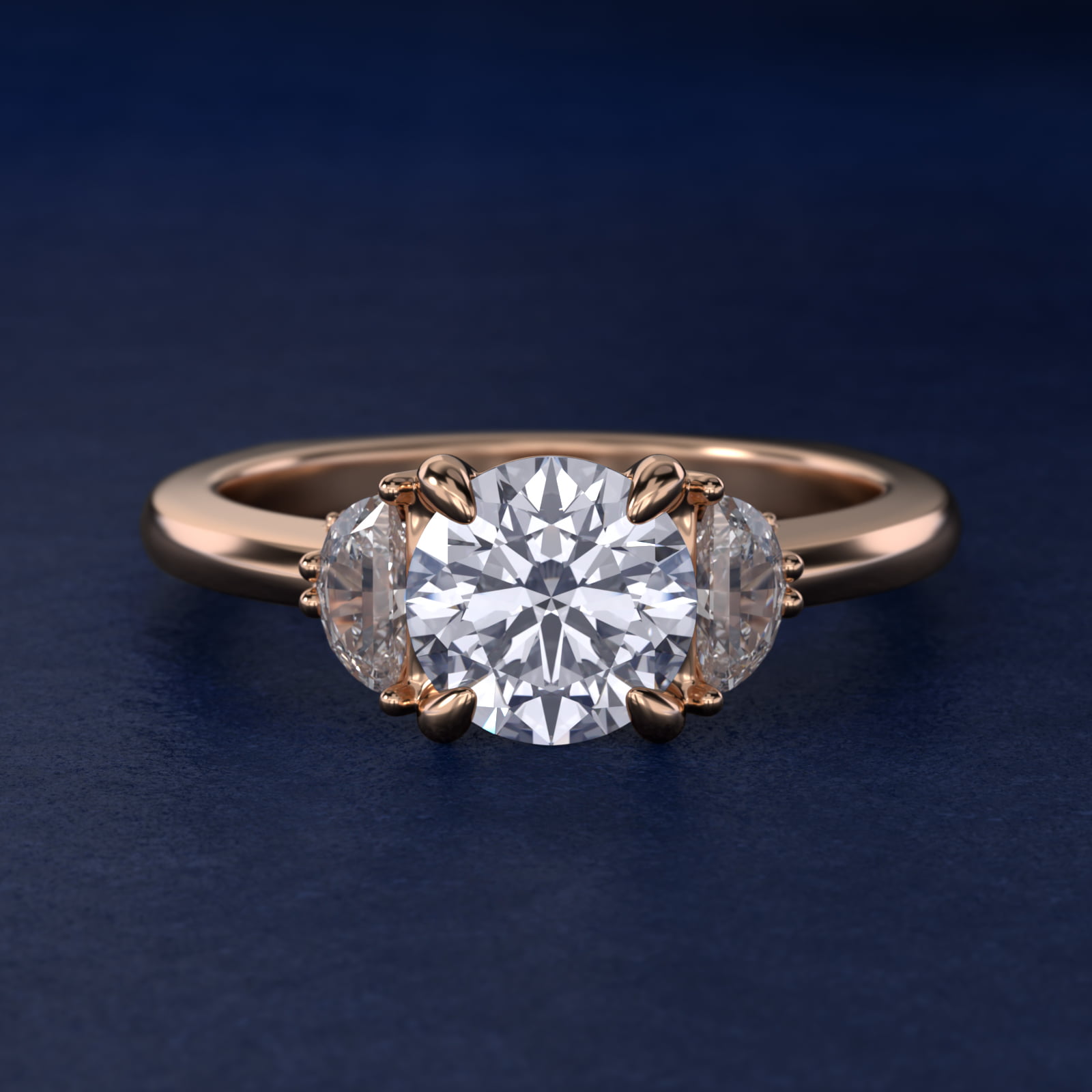 Bella Vaughan Moon Three Stone Engagement Ring in 18k Rose Gold (1/3 ct. tw.)