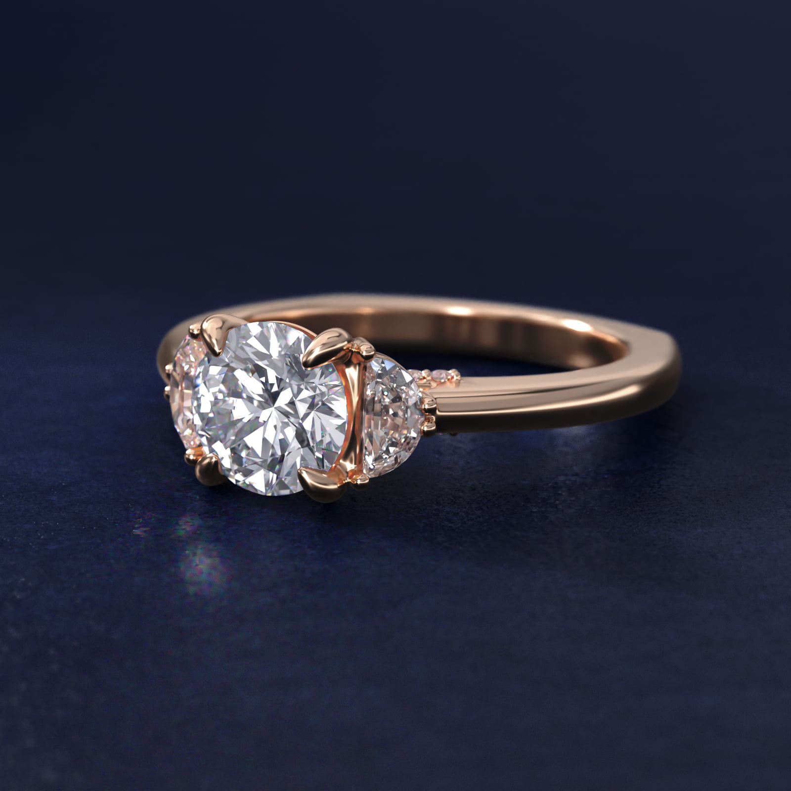 Bella Vaughan Moon Three Stone Engagement Ring in 14k Rose Gold (1/3 ct. tw.)