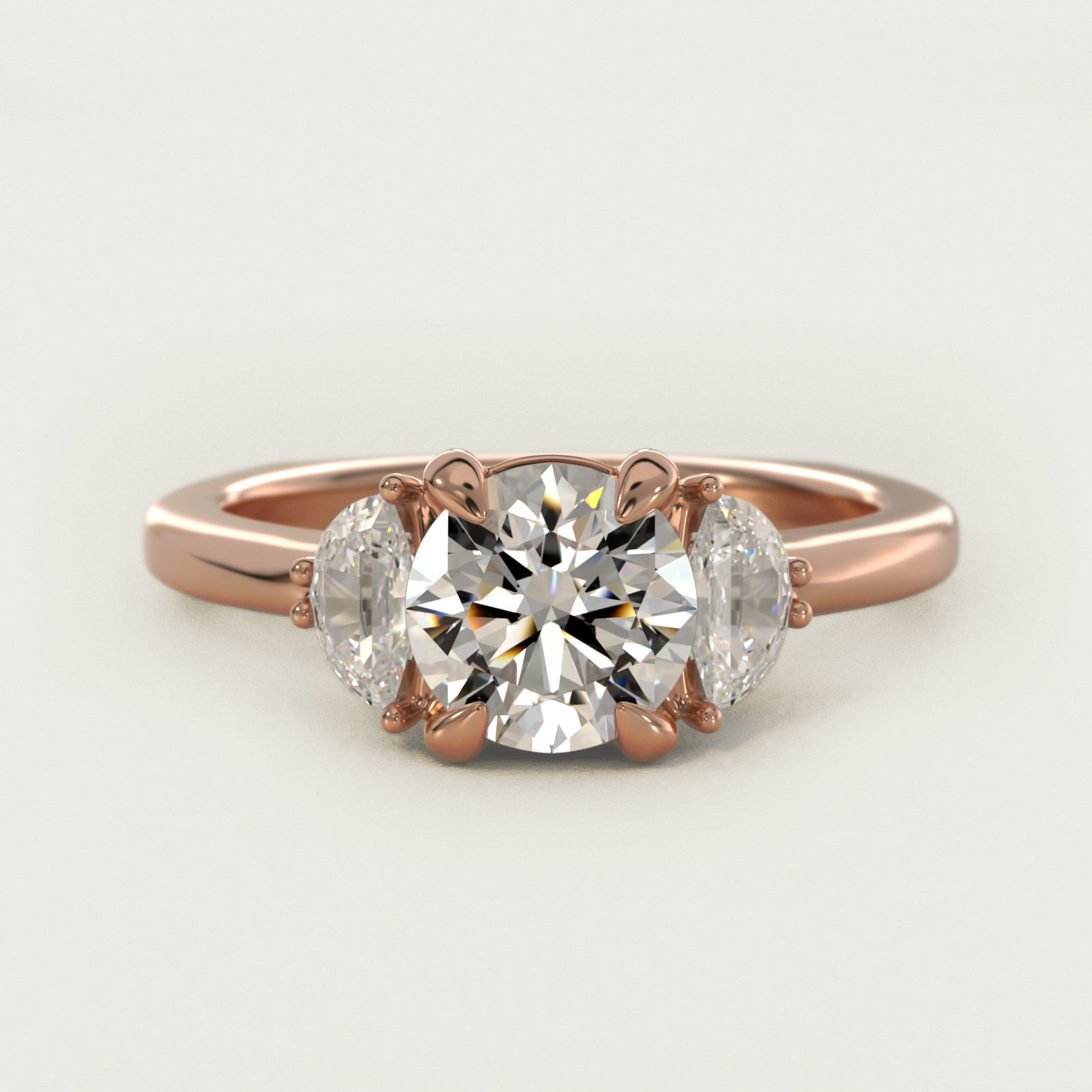 Bella Vaughan Moon Three Stone Engagement Ring in 18k Rose Gold (3/8 ct. tw.)