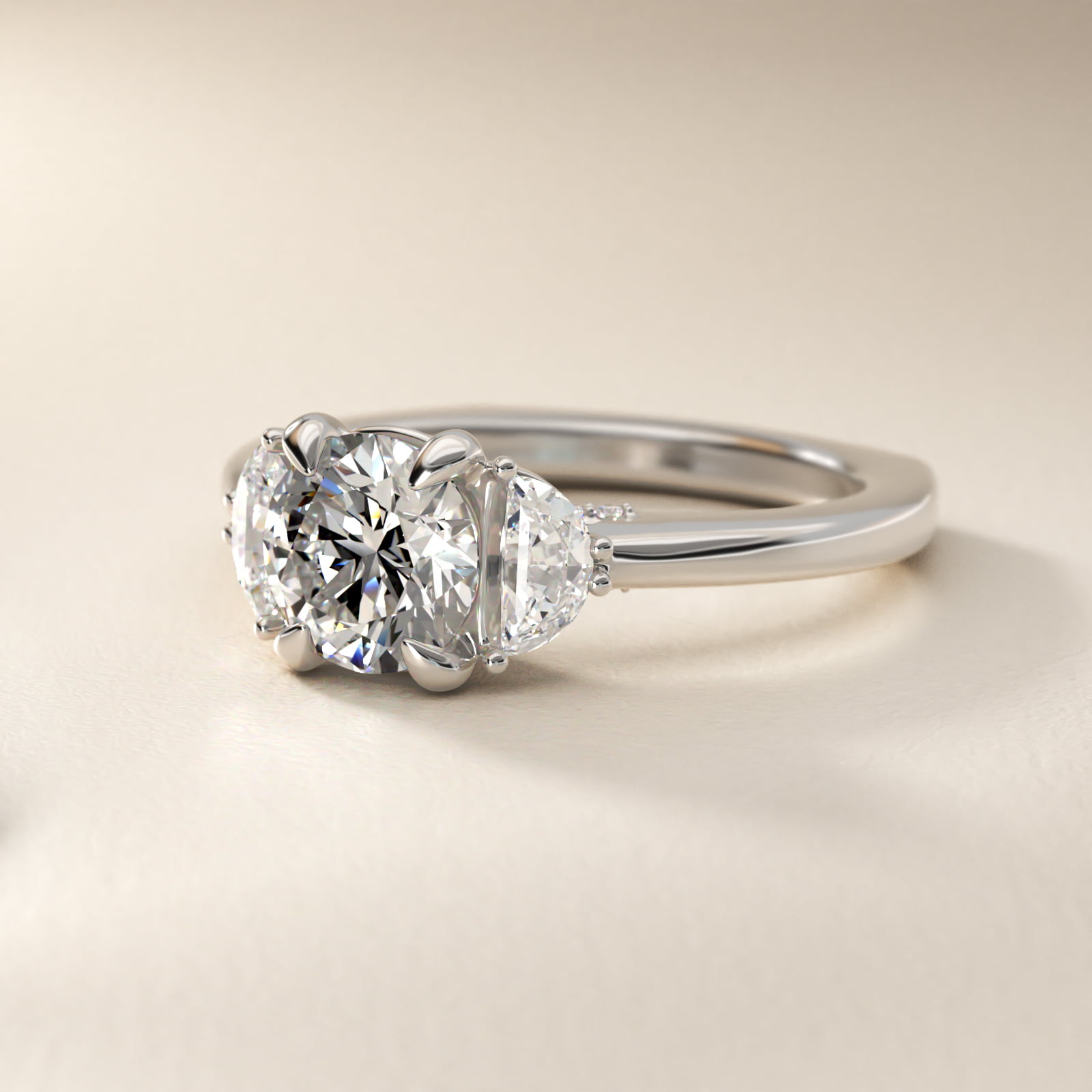 Bella Vaughan Moon Three Stone Engagement Ring in Platinum (3/8 ct. tw.)