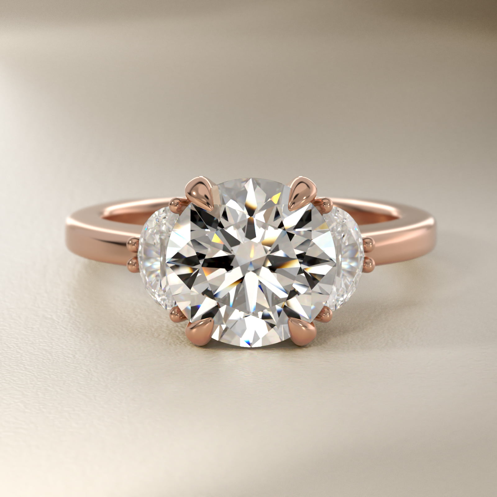 Bella Vaughan Moon Three Stone Engagement Ring in 18k Rose Gold (3/8 ct. tw.)