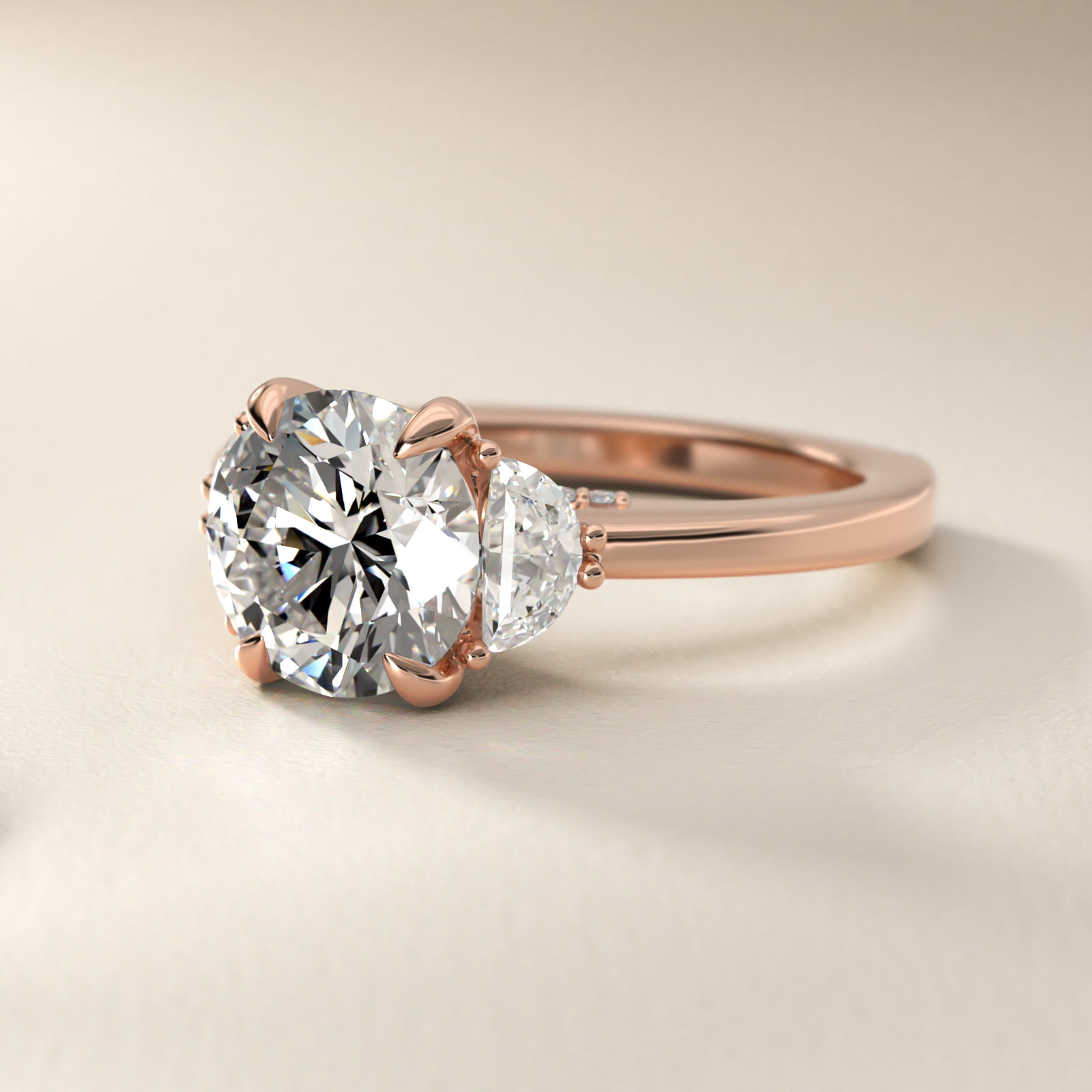 Bella Vaughan Moon Three Stone Engagement Ring in 14k Rose Gold (3/8 ct. tw.)