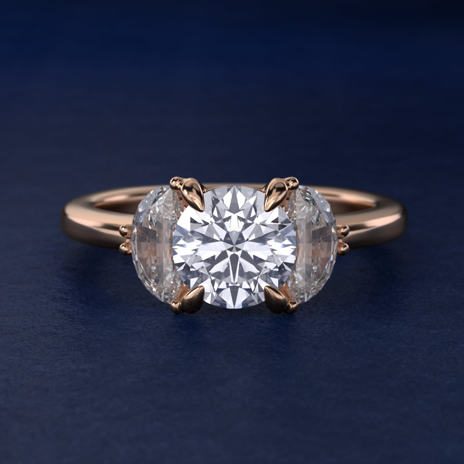 Moon Three Stone Engagement Ring in 14k Rose Gold (5/8 ct. tw.) By Bella Vaughan