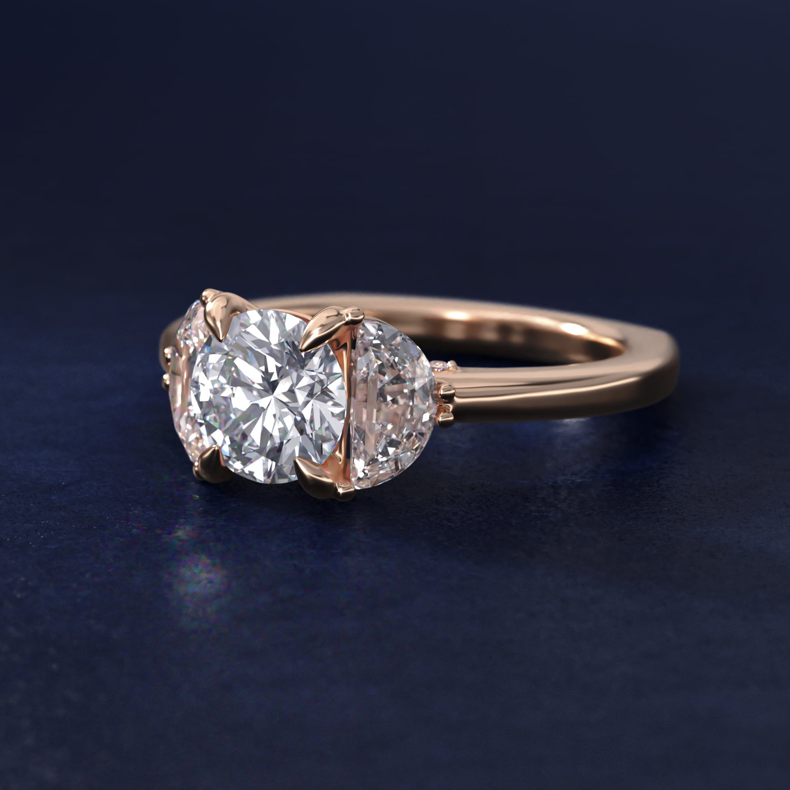 Bella Vaughan Moon Three Stone Engagement Ring in 18k Rose Gold (5/8 ct. tw.)
