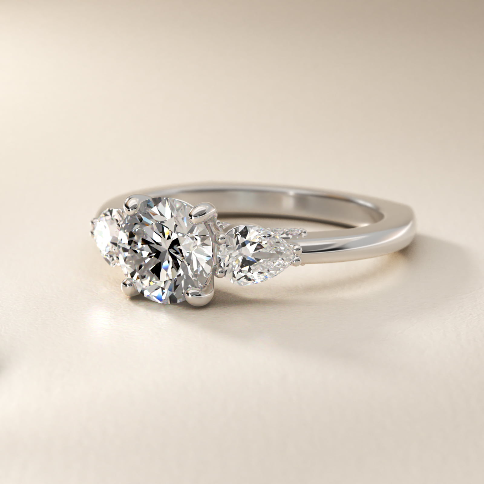 Bella Vaughan Pear Three Stone Engagement Ring in 14K White Gold (3/8 ct. tw.)