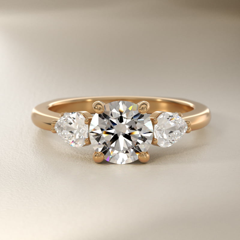 Bella Vaughan Pear Three Stone Engagement Ring in 18k Yellow Gold (3/8 ct. tw.)