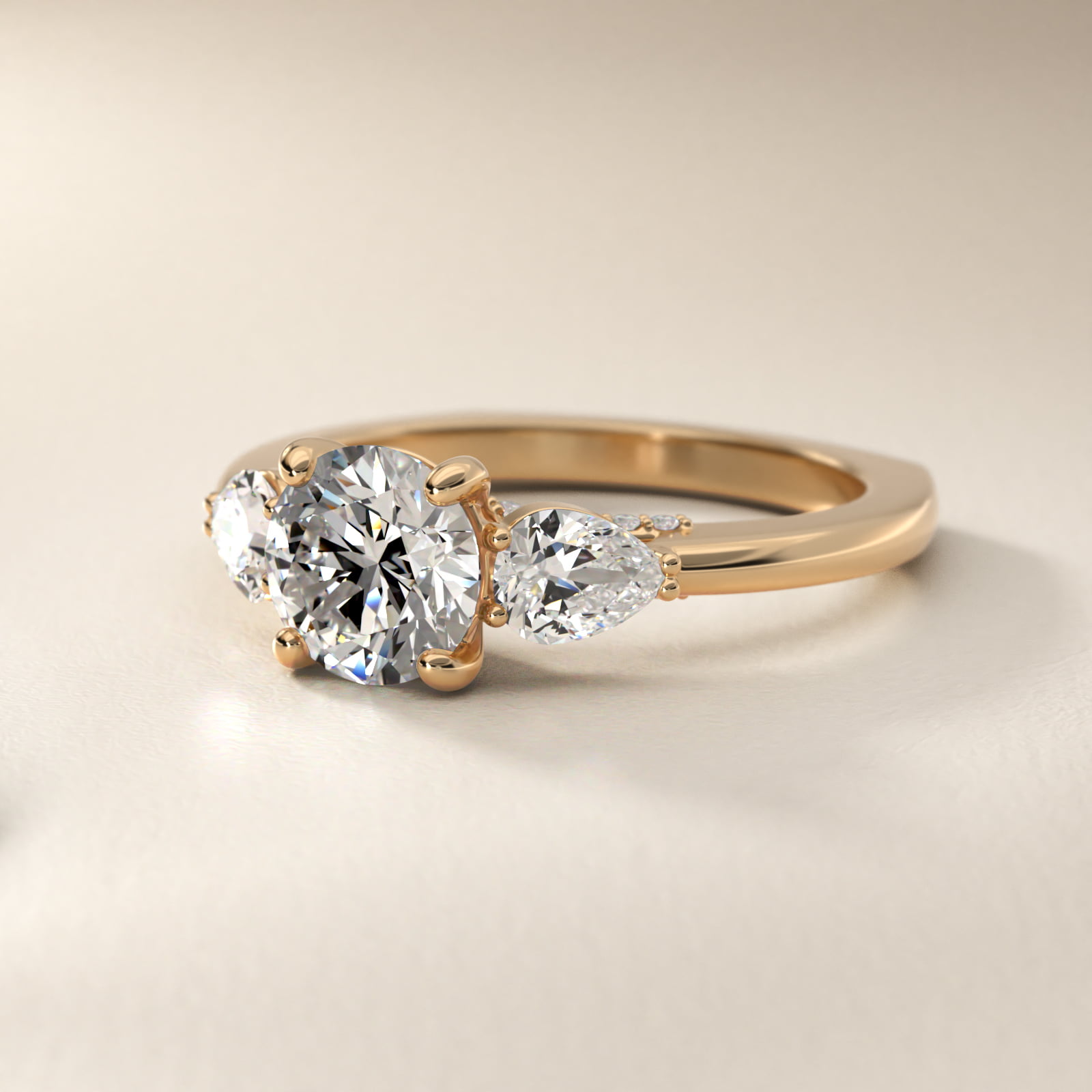 Bella Vaughan Pear Three Stone Engagement Ring in 14K Yellow Gold (3/8 ct. tw.)