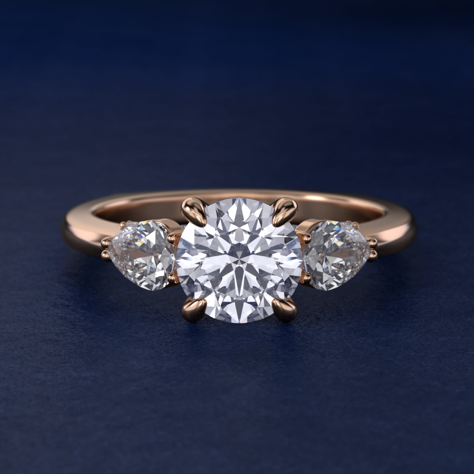 Bella Vaughan Pear Three Stone Engagement Ring in 18k Rose Gold (5/8 ct. tw.)