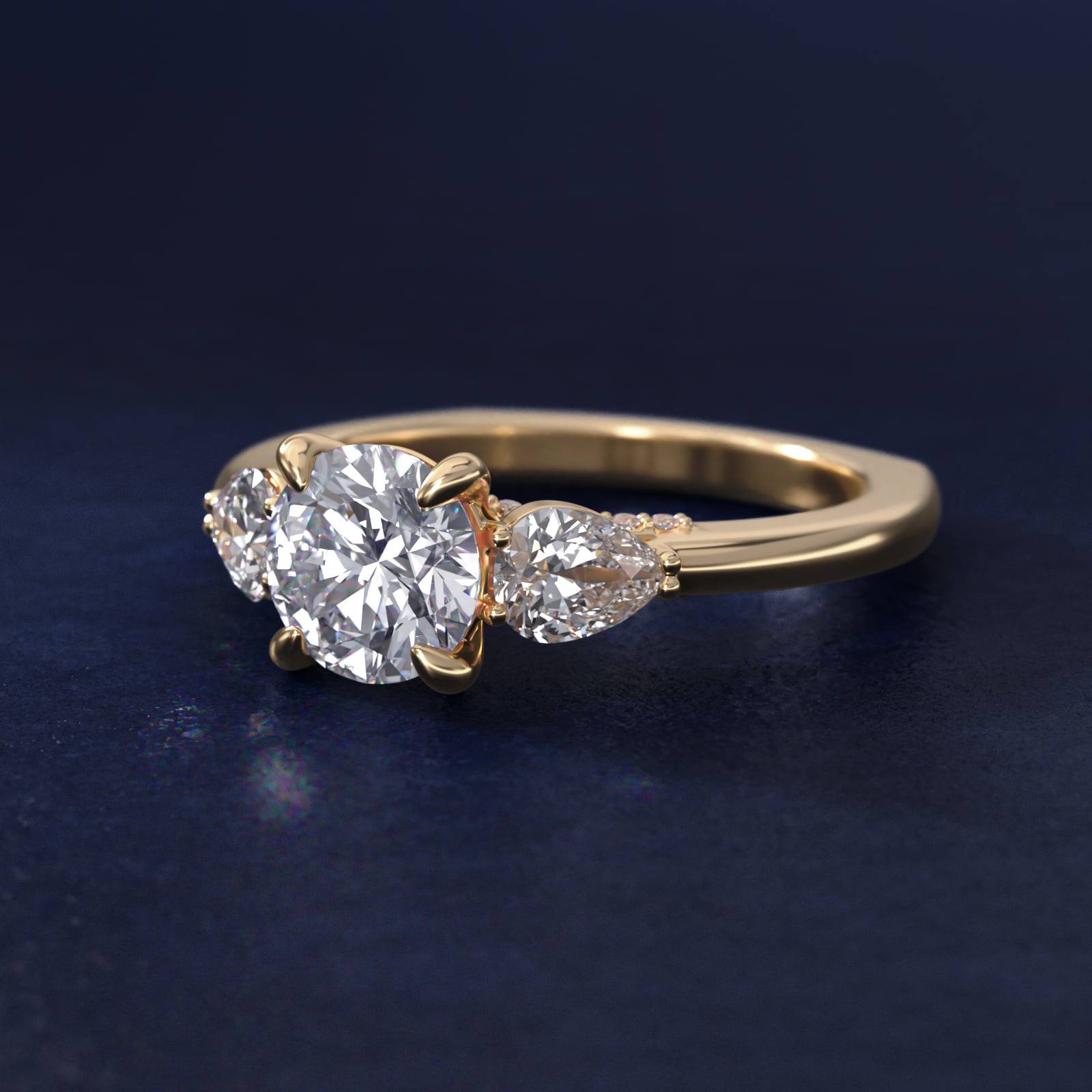 Bella Vaughan Pear Three Stone Engagement Ring in 14K Yellow Gold (5/8 ct. tw.)