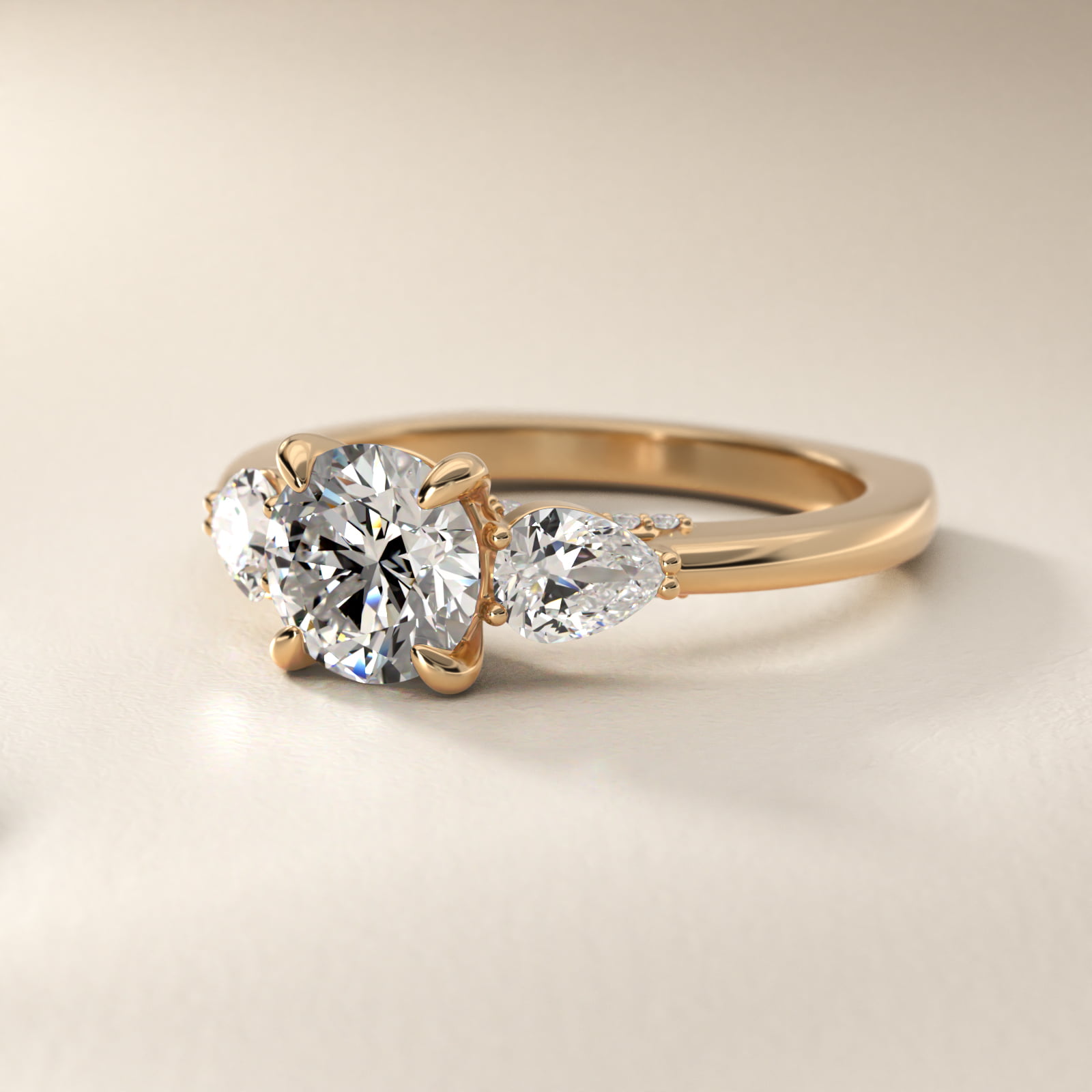 Bella Vaughan Pear Three Stone Engagement Ring in 18k Yellow Gold (5/8 ct. tw.)