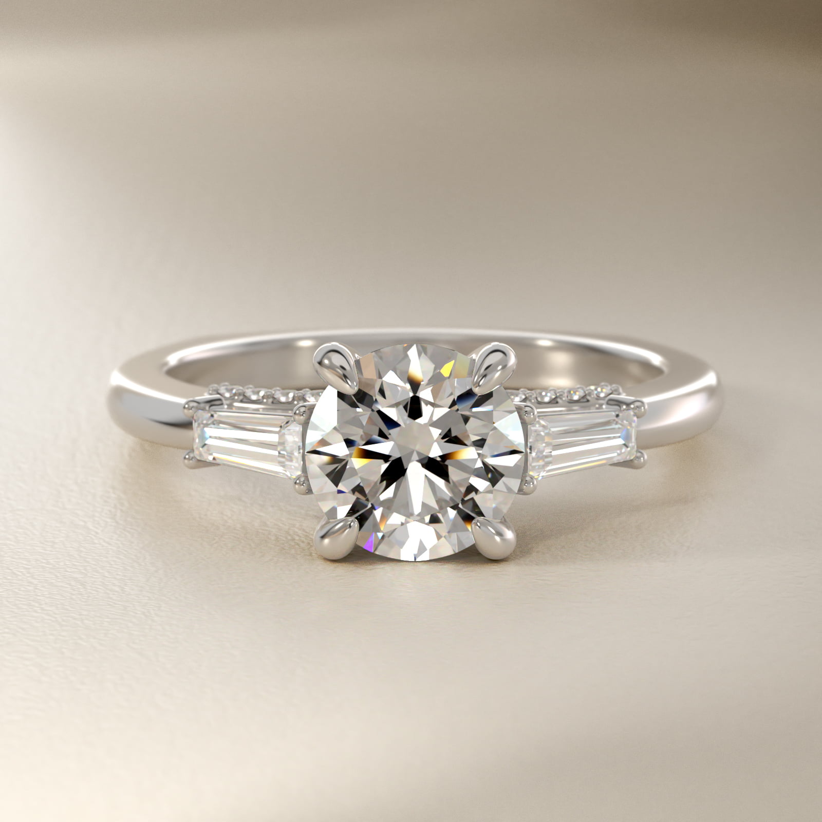 Bella Vaughan Tapered Baguette Three Stone Engagement Ring in Platinum (1/4 ct. tw.)