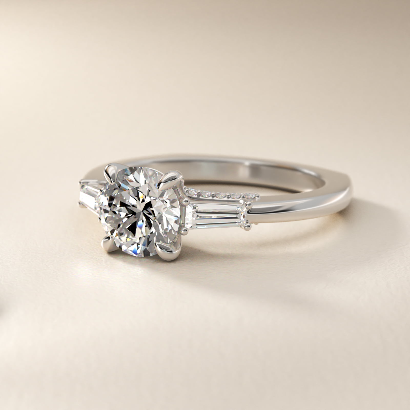 Bella Vaughan Tapered Baguette Three Stone Engagement Ring in 14K White Gold (0.24 ct. tw.)