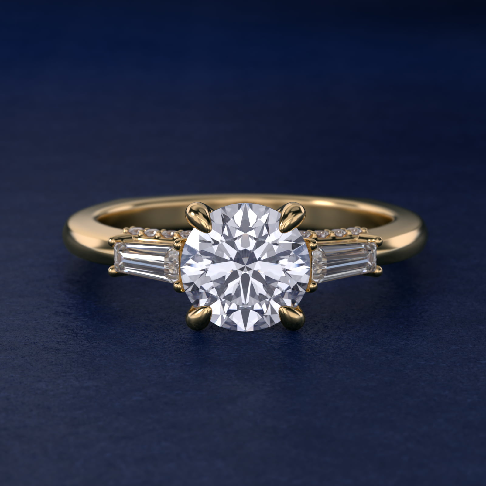 Bella Vaughan Tapered Baguette Three Stone Engagement Ring in 18k Yellow Gold (0.24 ct. tw.)