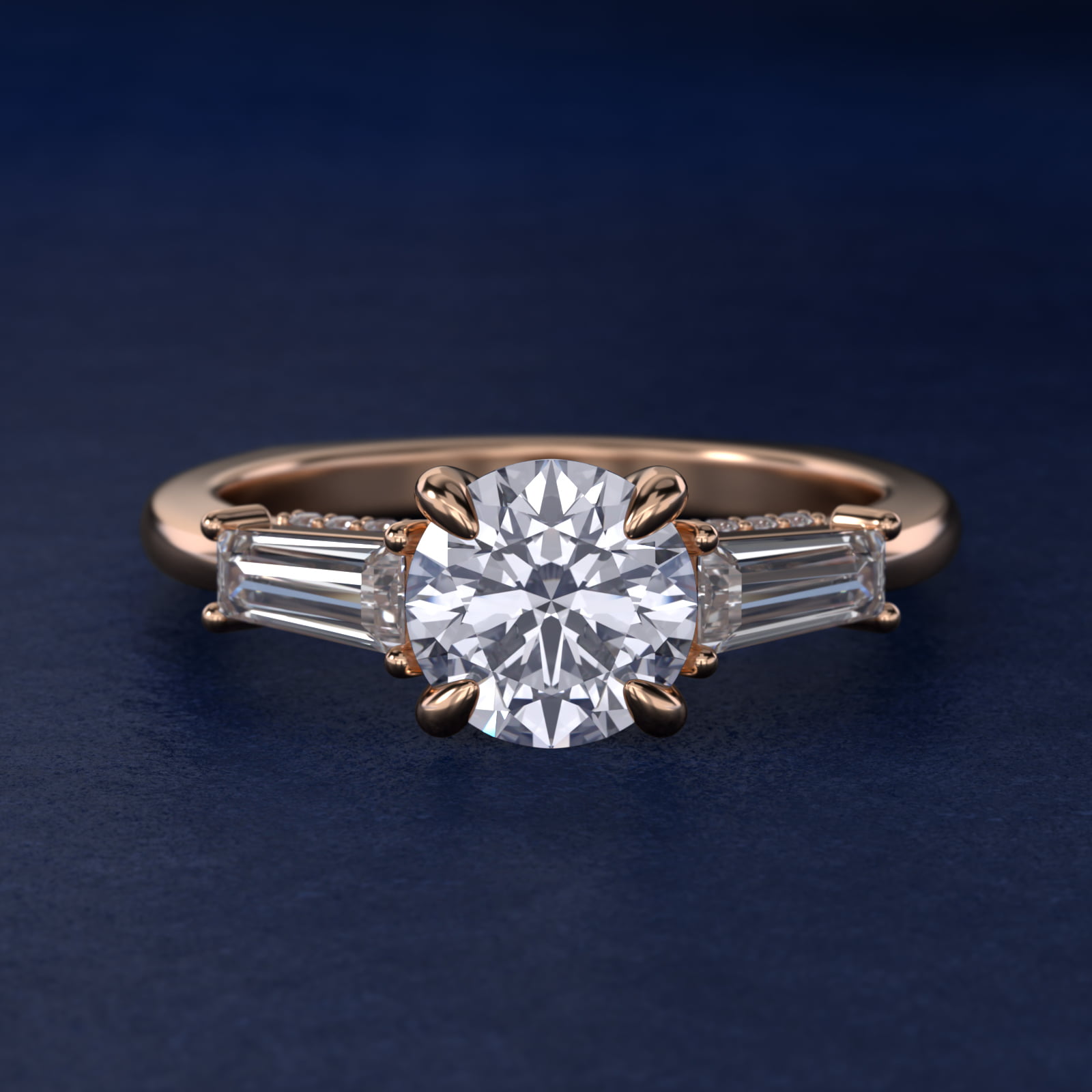 Bella Vaughan Tapered Baguette Three Stone Engagement Ring in 14k Rose Gold (1/2 ct. tw.)