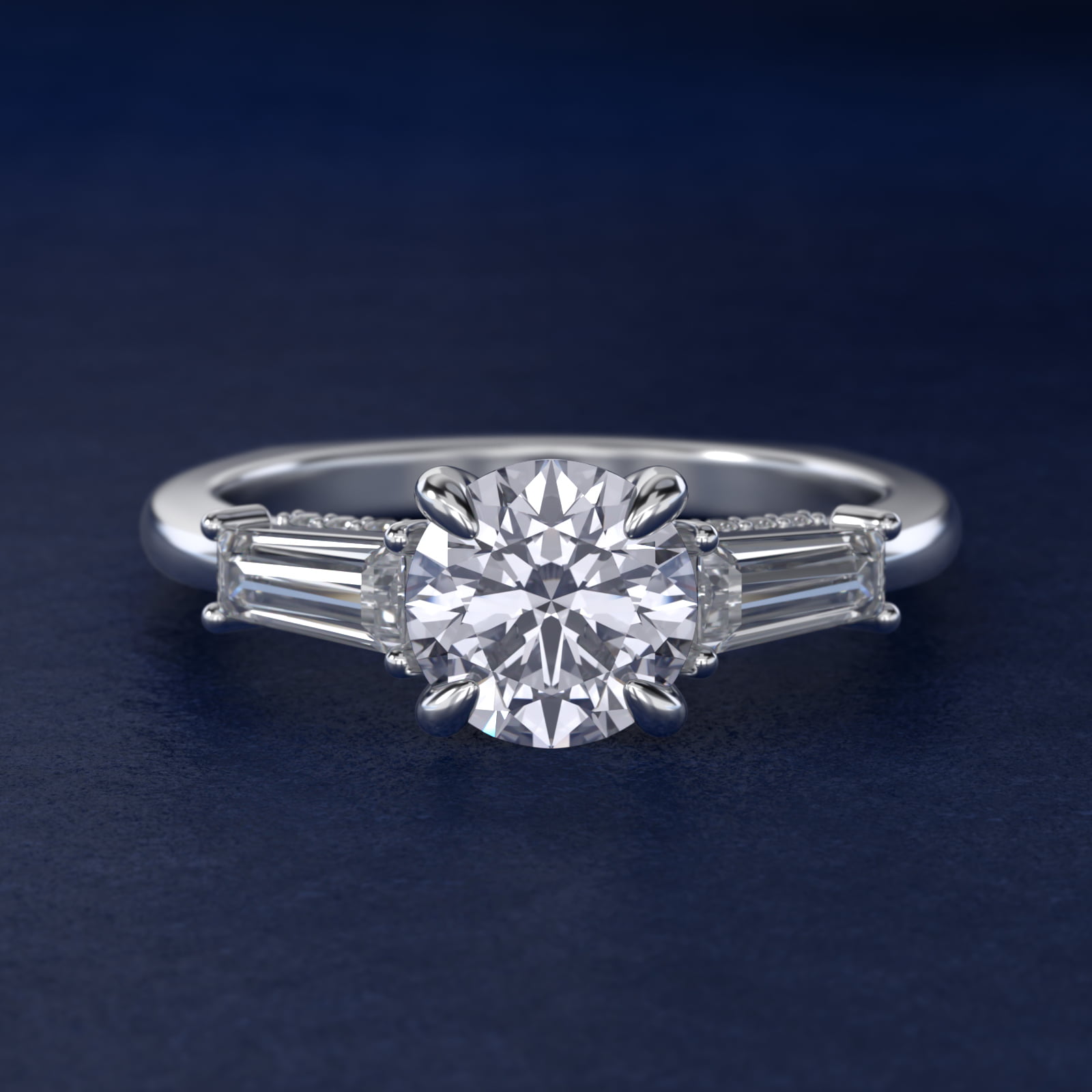 Bella Vaughan Tapered Baguette Three Stone Engagement Ring in 14K White Gold (1/2 ct. tw.)