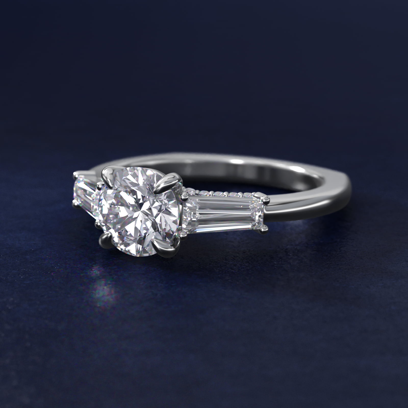 Bella Vaughan Tapered Baguette Three Stone Engagement Ring in Platinum (1/2 ct. tw.)