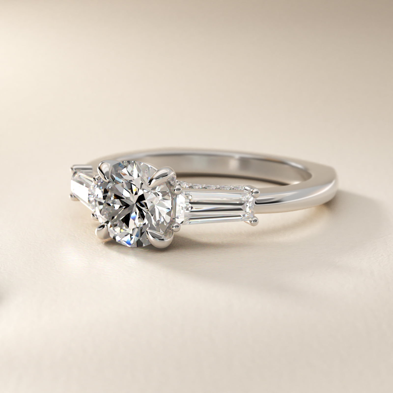 Bella Vaughan Tapered Baguette Three Stone Engagement Ring in 18K White Gold (1/2 ct. tw.)