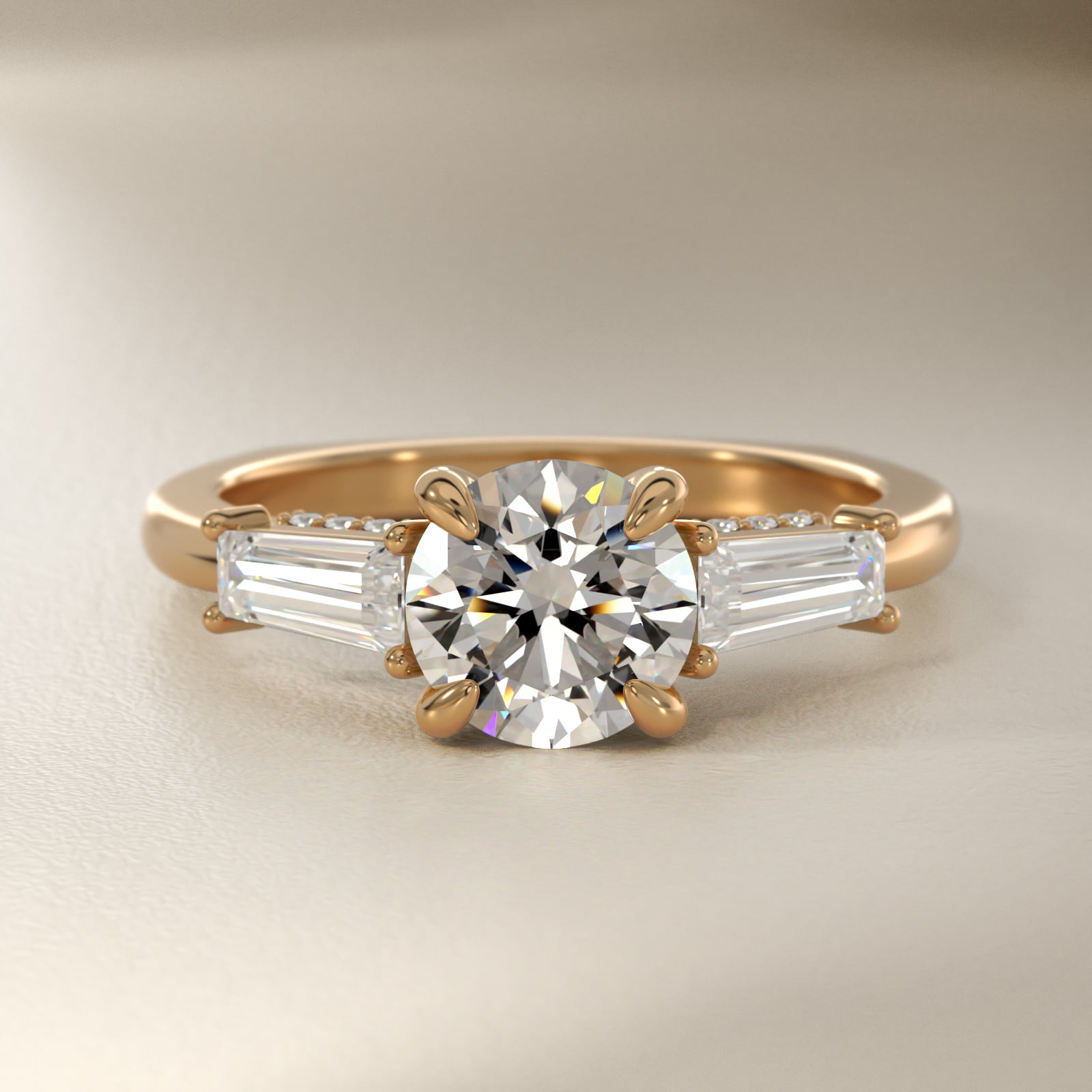 Bella Vaughan Tapered Baguette Three Stone Engagement Ring in 18k Yellow Gold (1/2 ct. tw.)