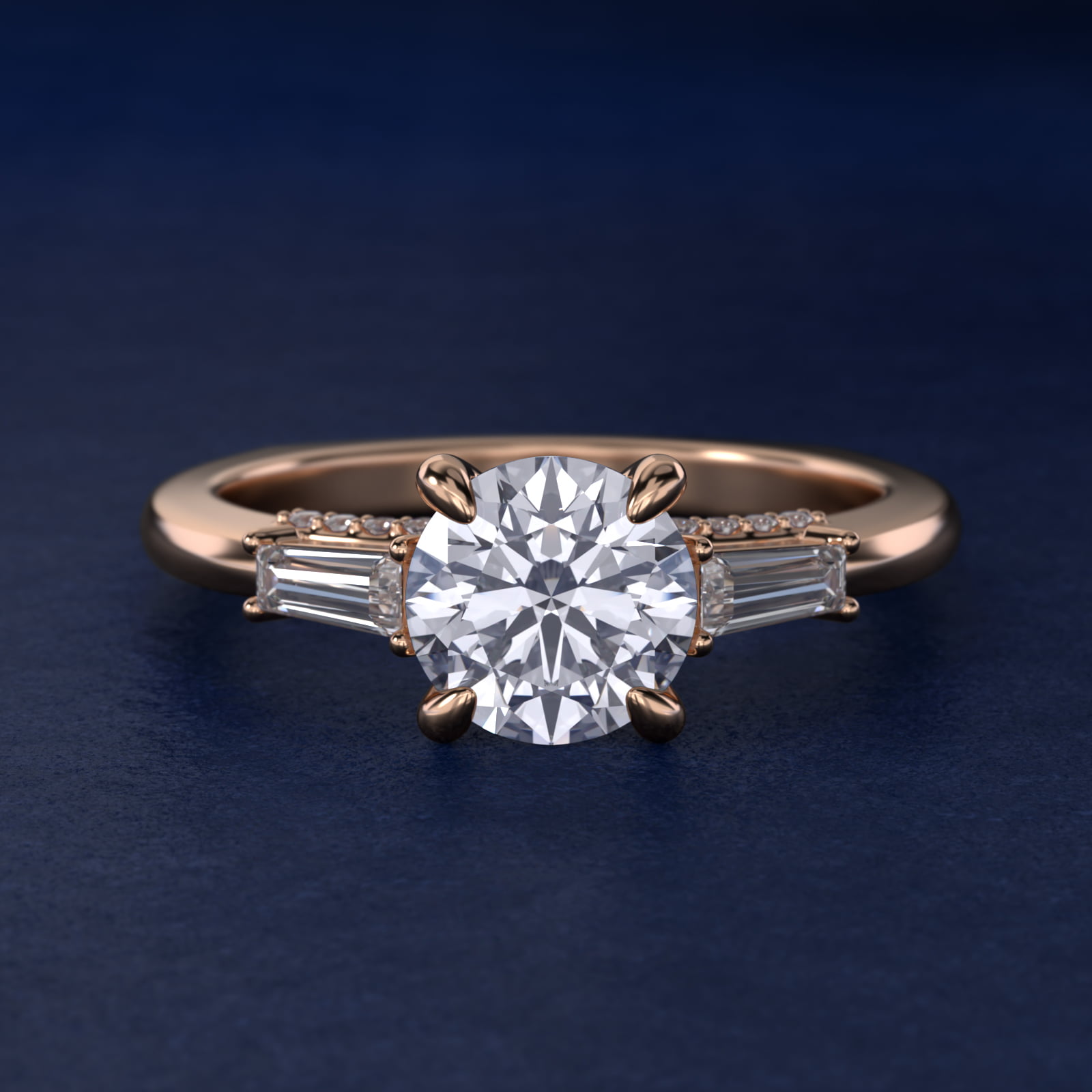 Bella Vaughan Tapered Baguette Three Stone Engagement Ring in 18k Rose Gold (3/8 ct. tw.)