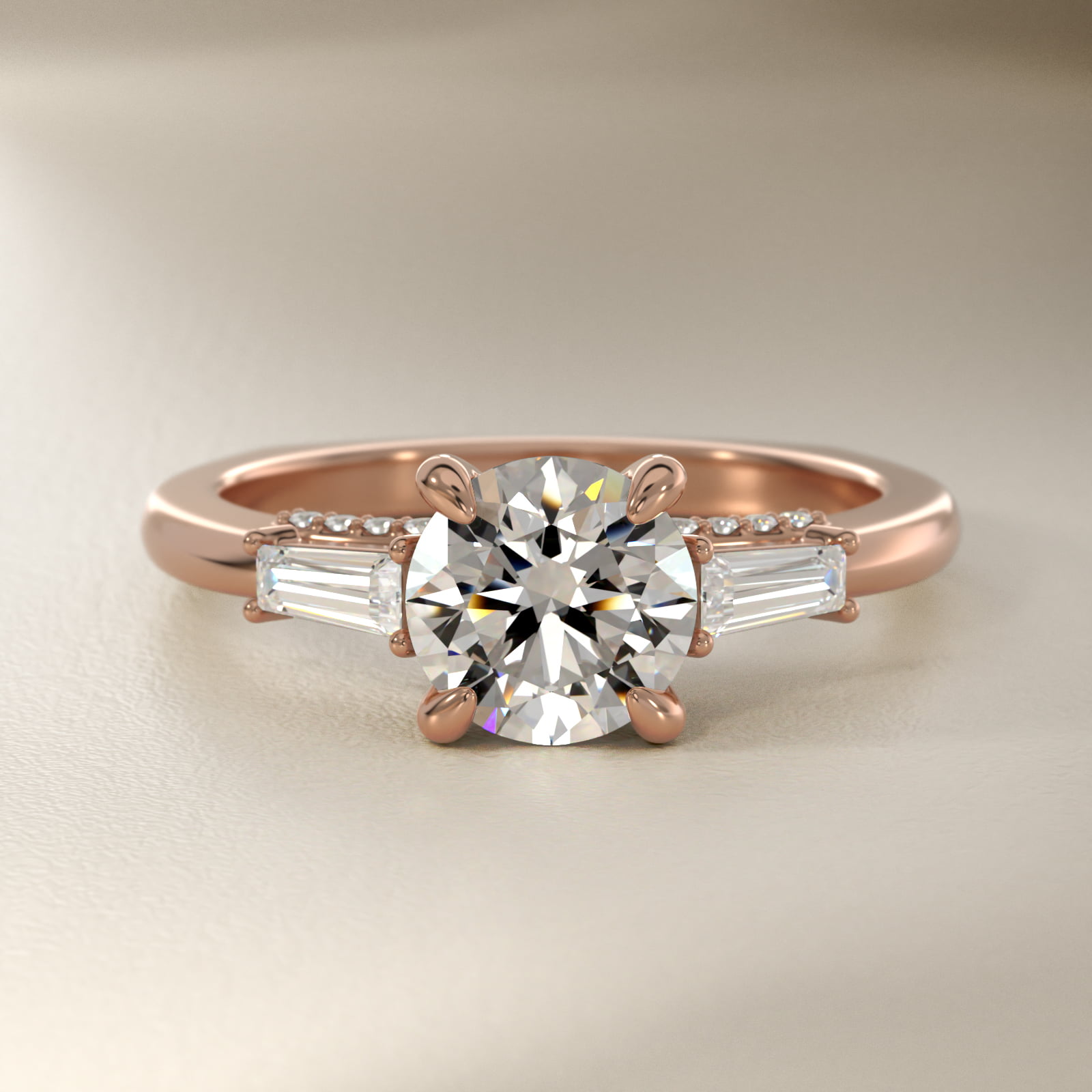Bella Vaughan Tapered Baguette Three Stone Engagement Ring in 14k Rose Gold (3/8 ct. tw.)